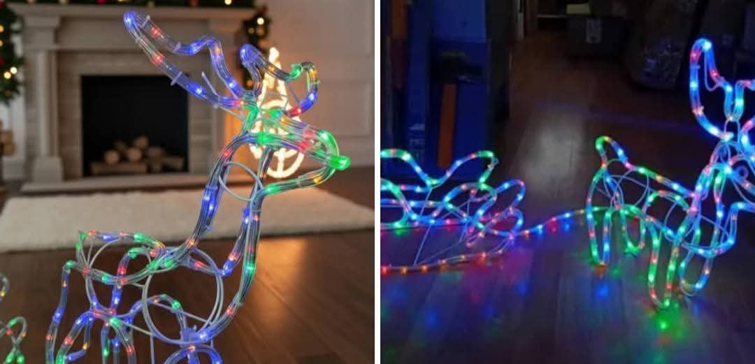 Figura de reno navideño con luces LED multiclor