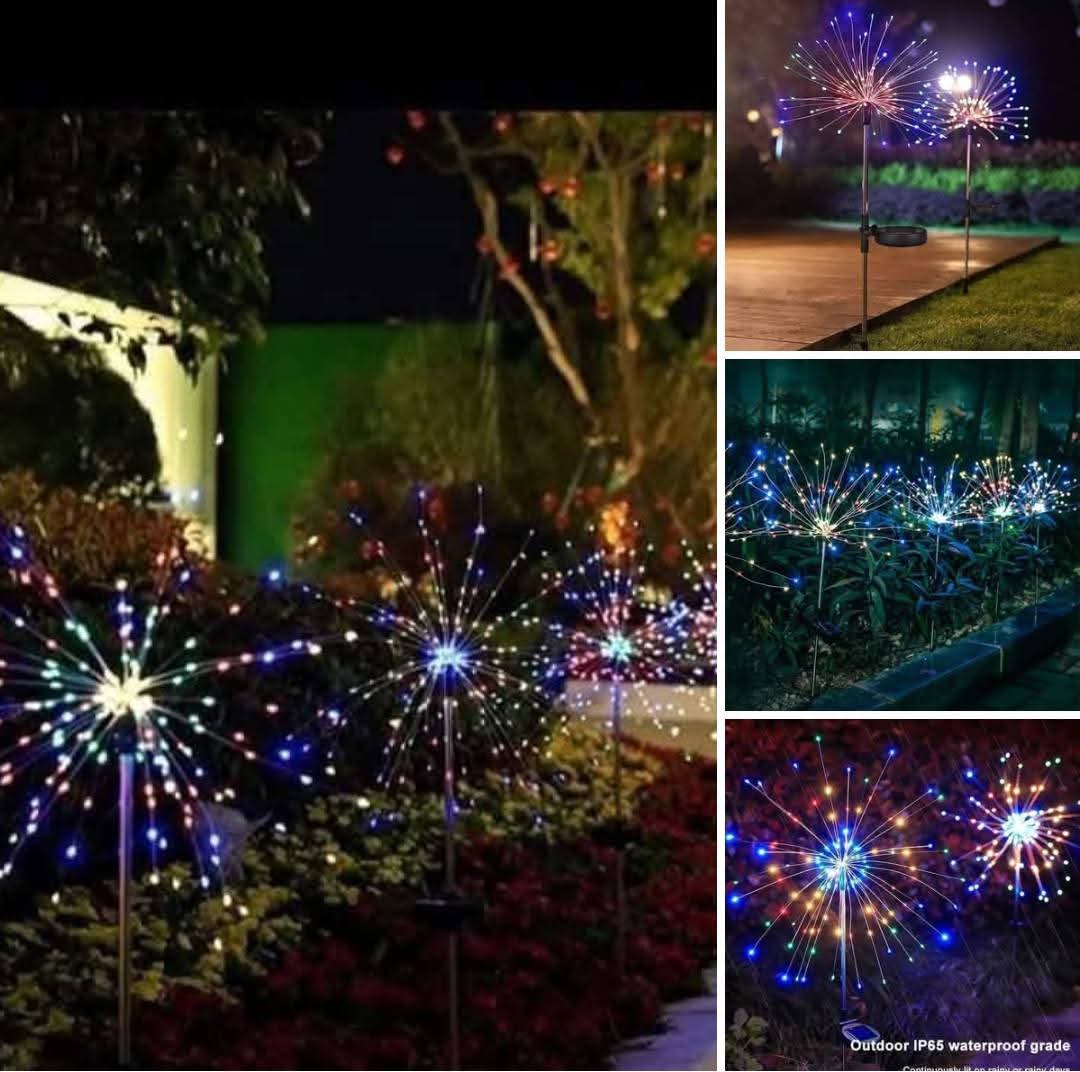 Lámpara solar de jardín en forma de fuego artificial