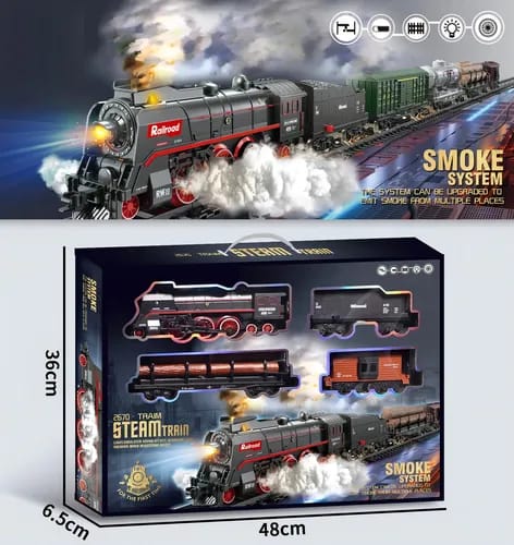 Tren de vapor juguete con sistema de humo