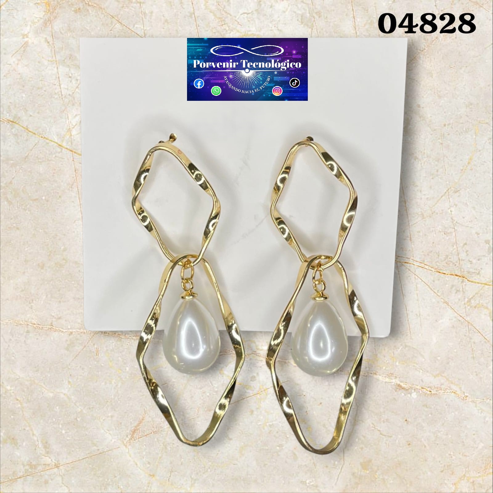 Pendientes dorados con perlas - 04828