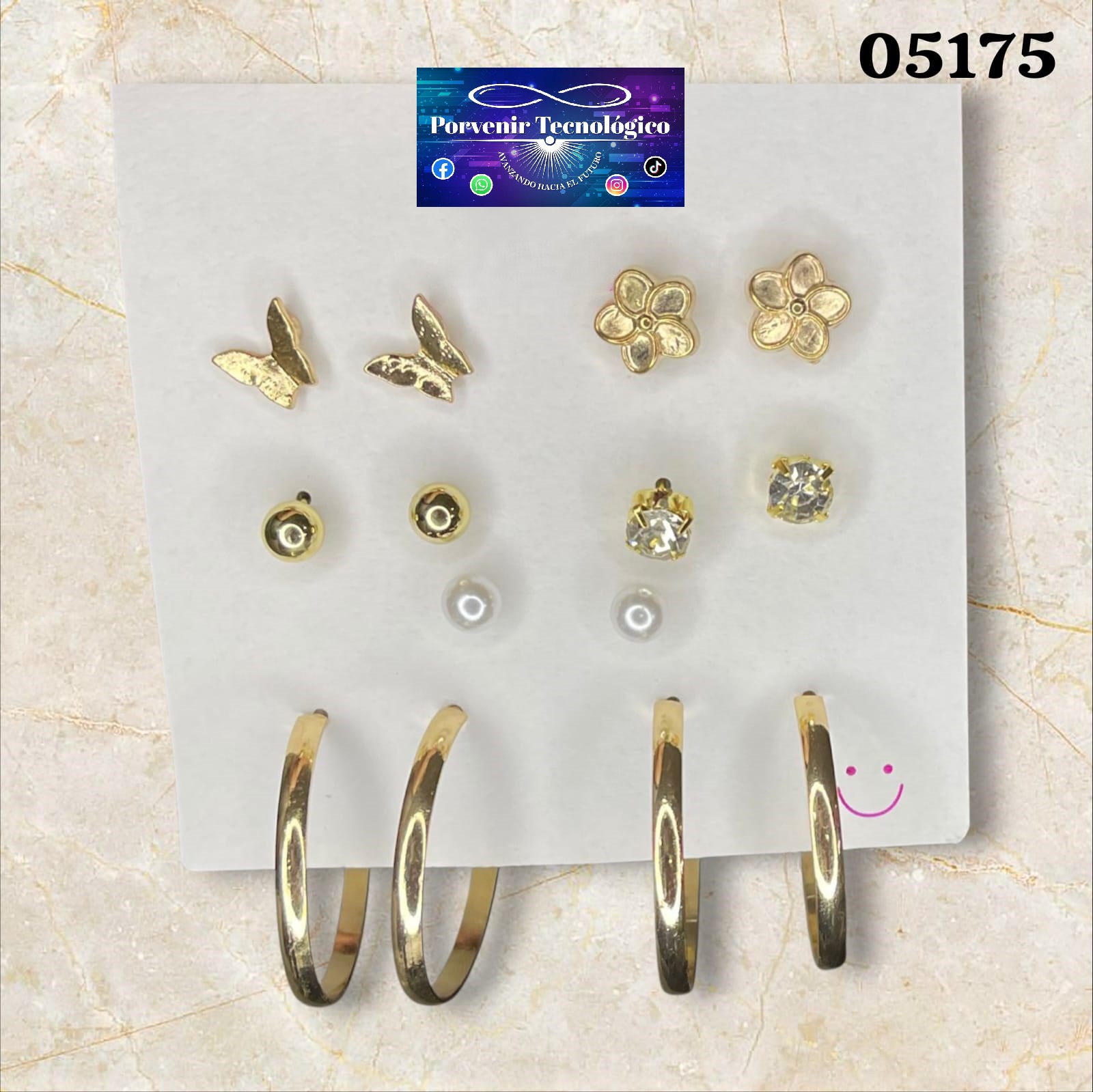 Set de aretes y argollas doradas - 05175