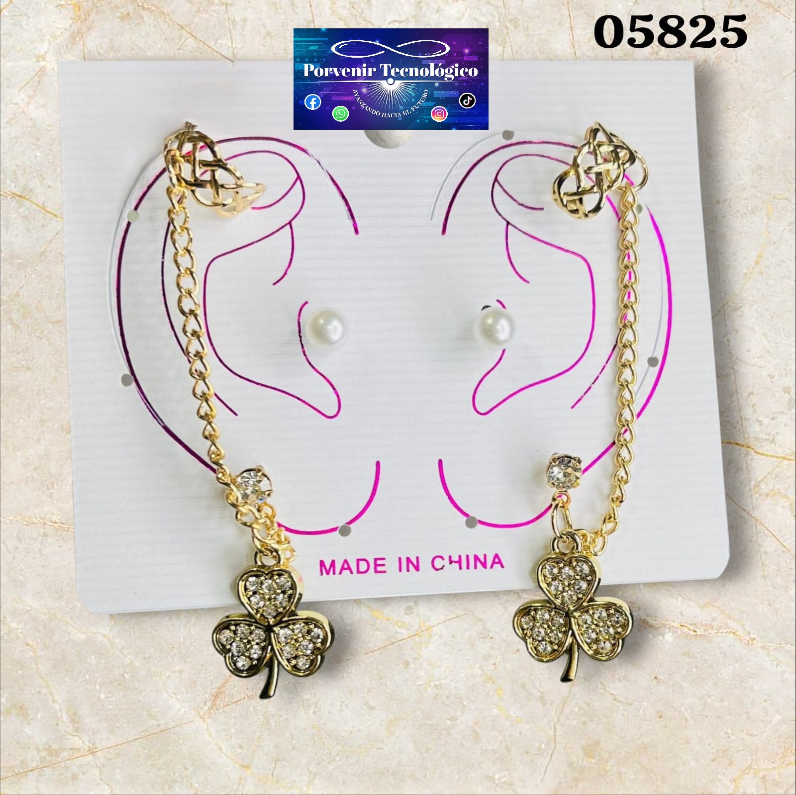 Aros de trébol dorados - 05825