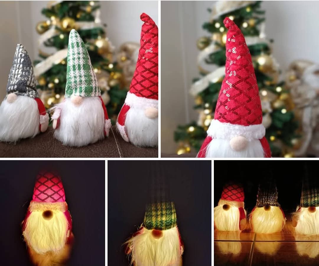 Adornos de duendes navideños con luz