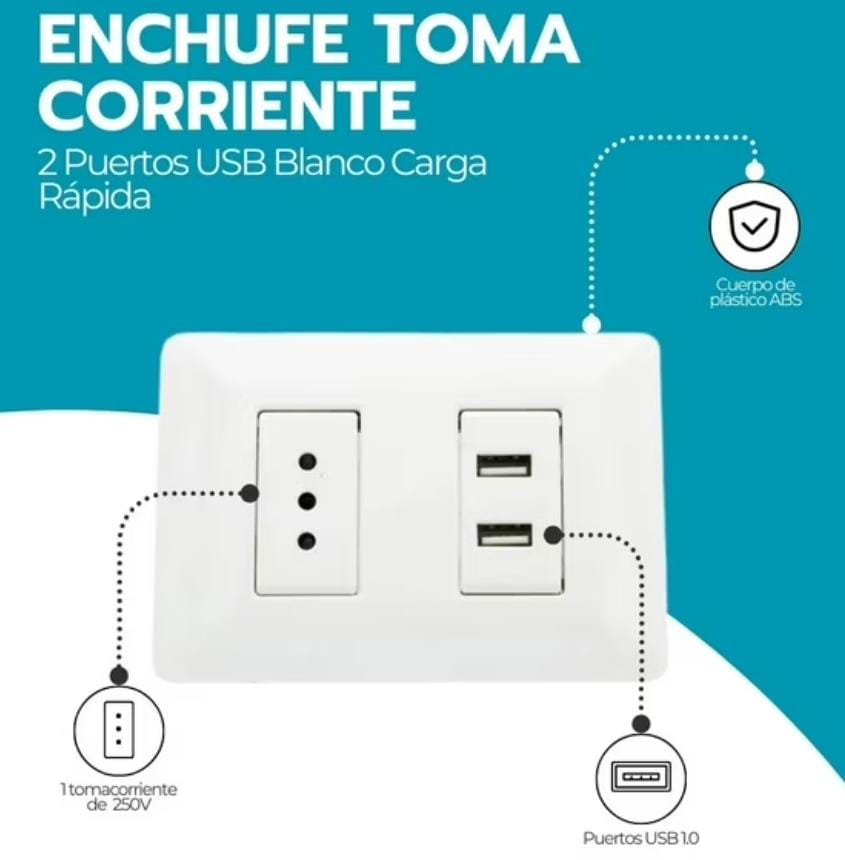 Enchufe toma corriente con puertos USB