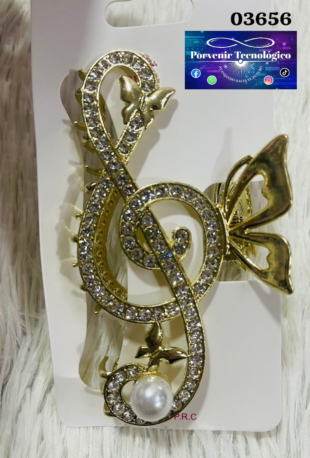 Broche clave de sol dorado - 03656