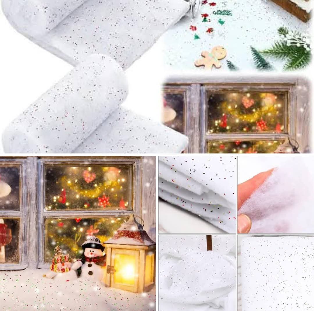 Fieltro de nieve artificial con purpurina