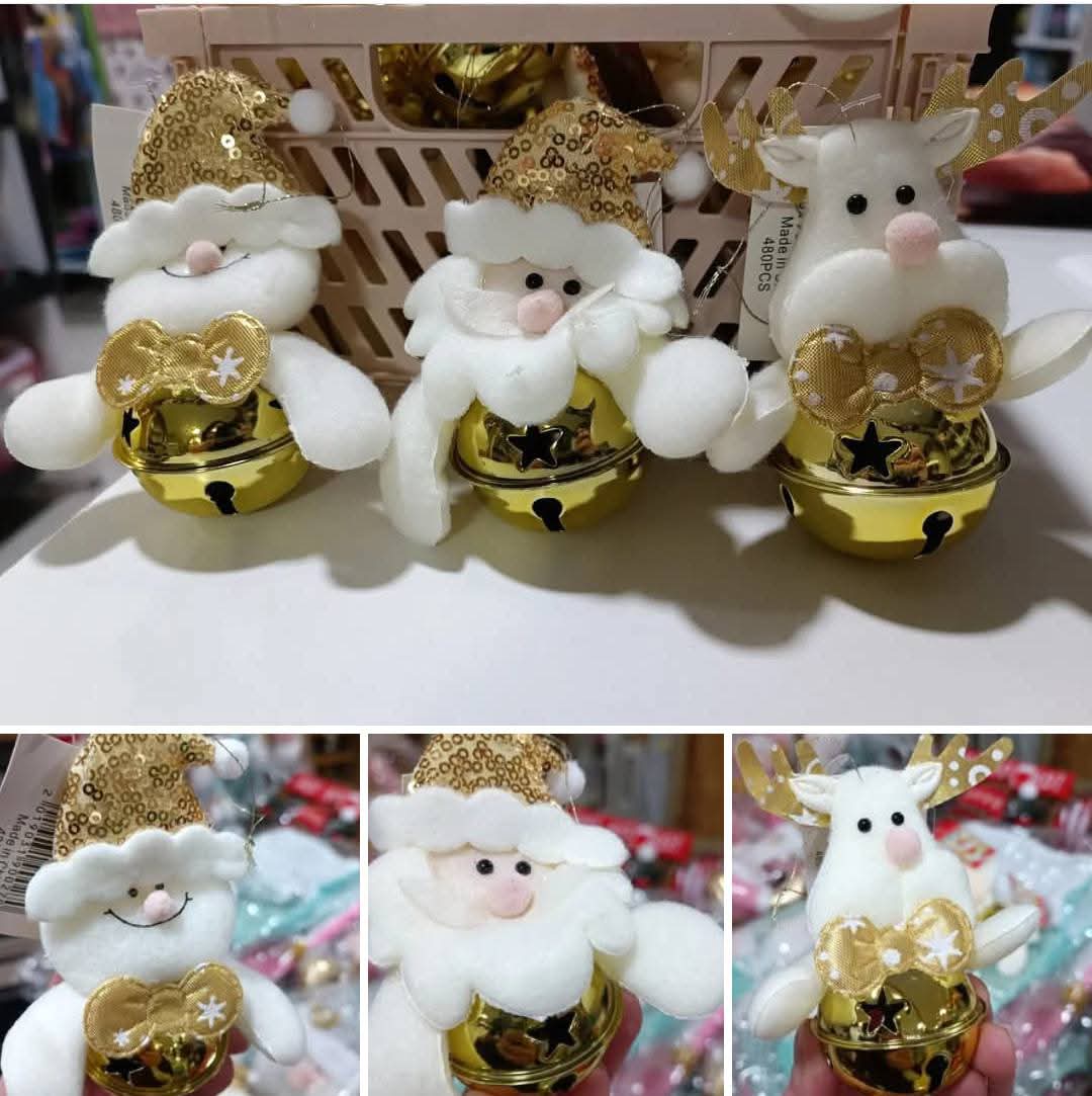 Adornos navideños de peluche con campana