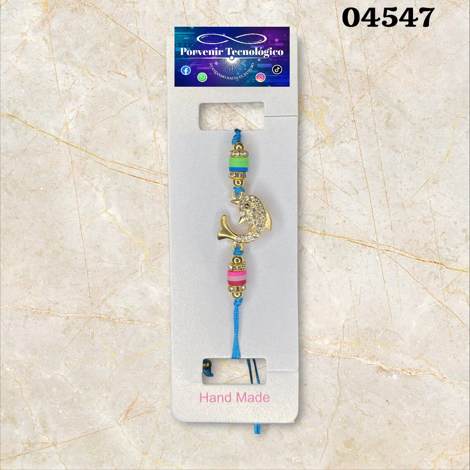 Pulsera artesanal con dije de pez - 04547