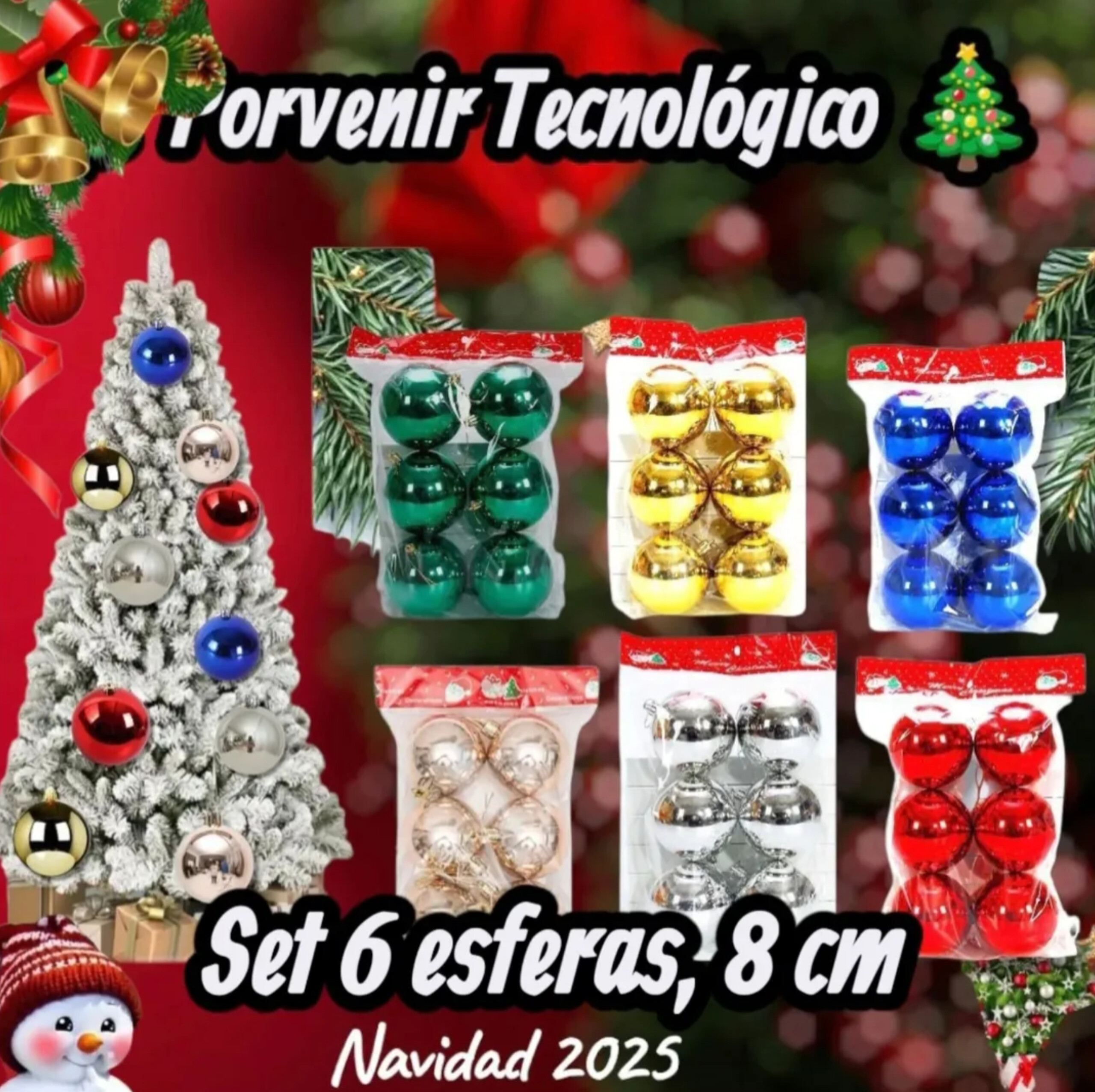 Set de 6 esferas navideñas