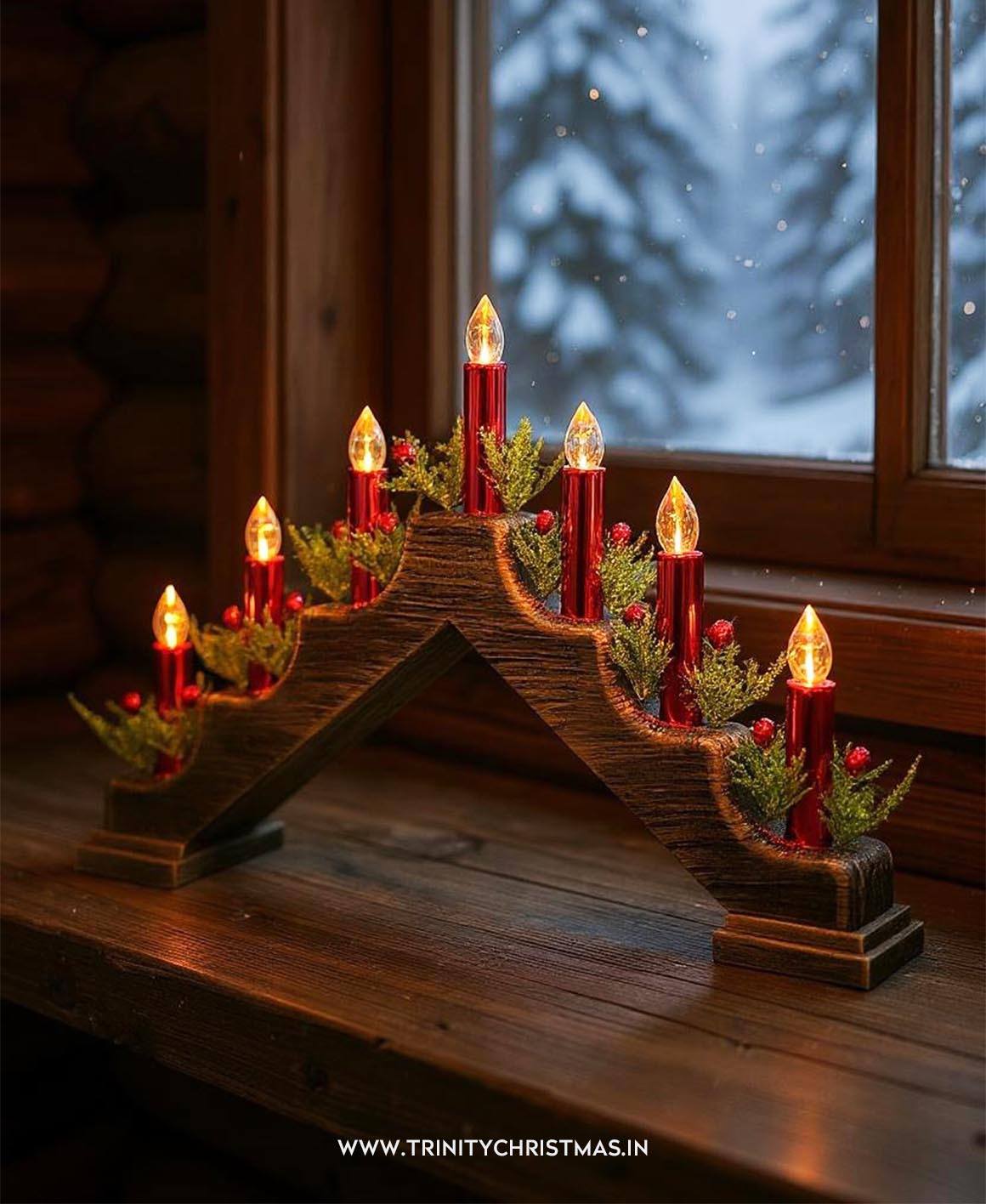 Porta velas LED navideño