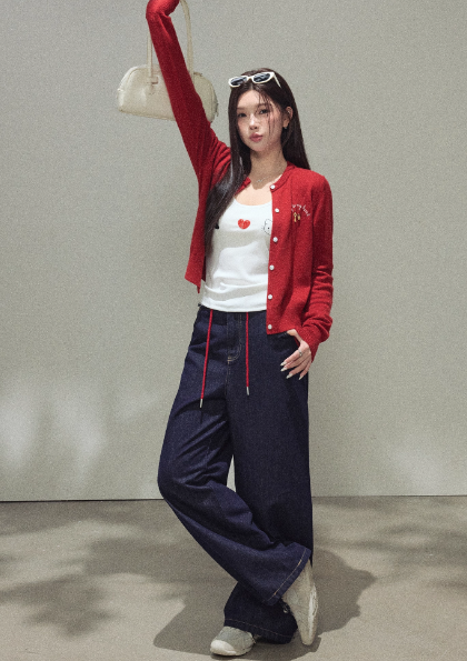 Red Button-Up Cardigan