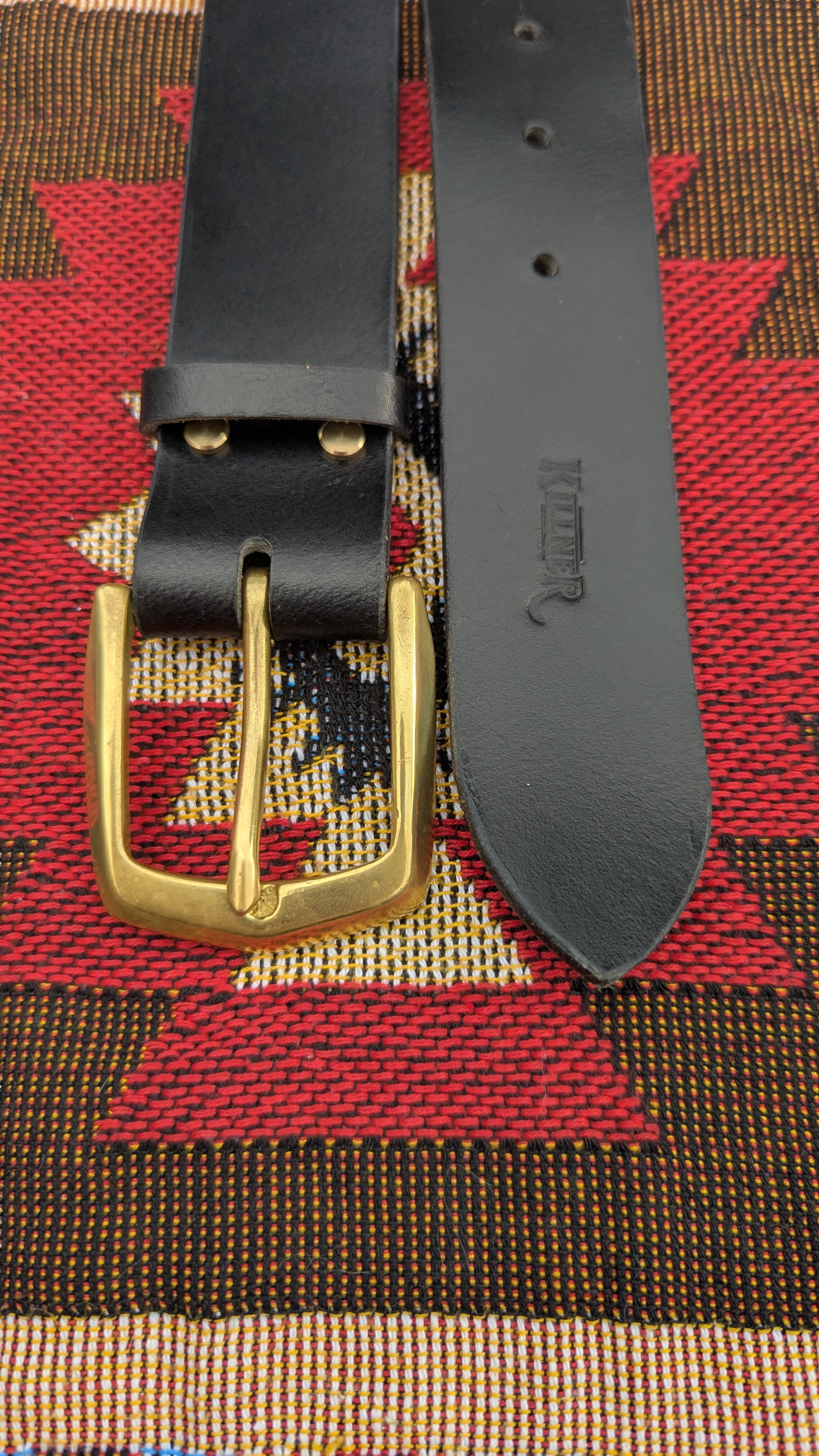 Buffalo Leather Belt with Solid Brass Buckle