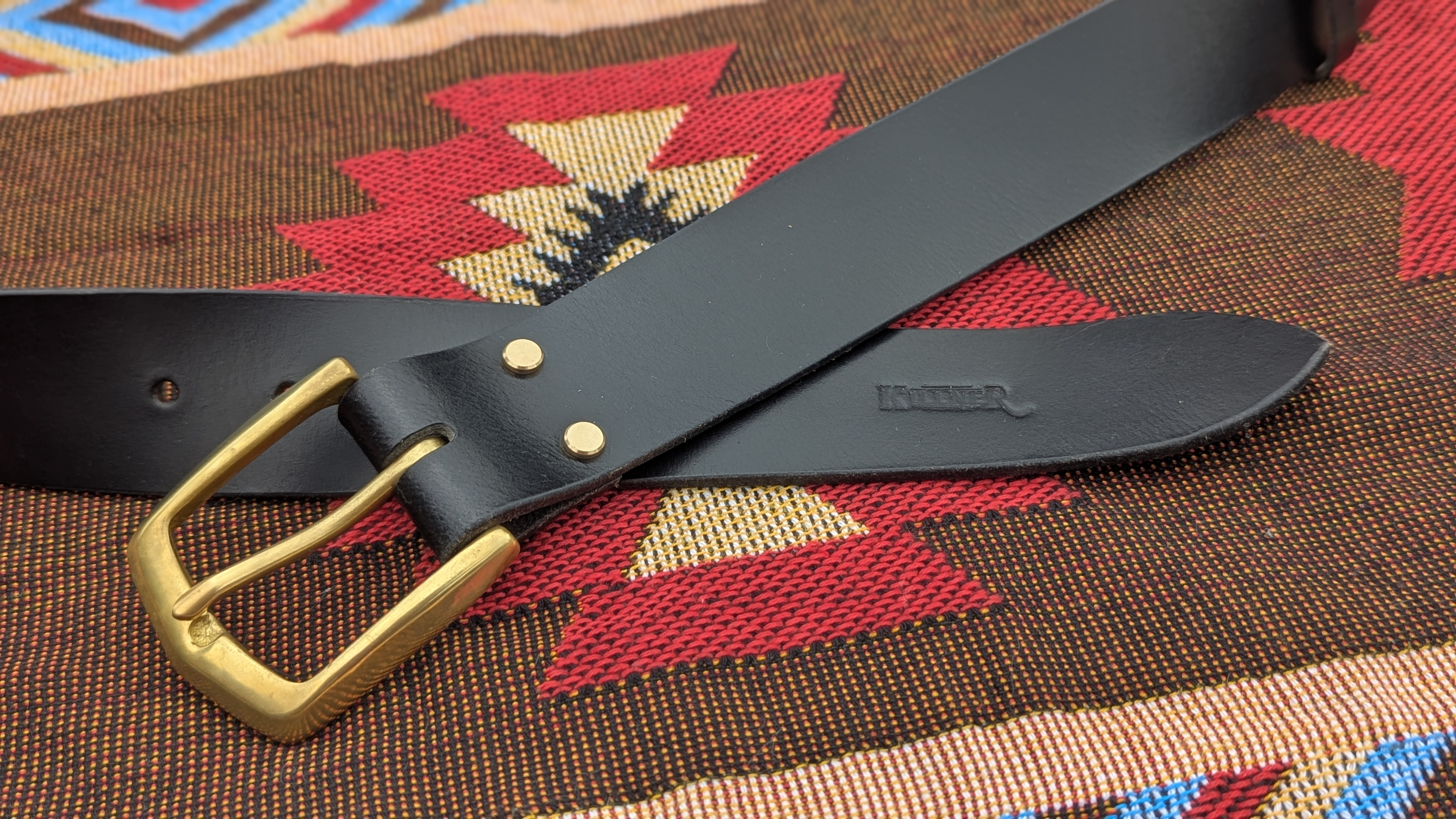 Buffalo Leather Belt with Solid Brass Buckle