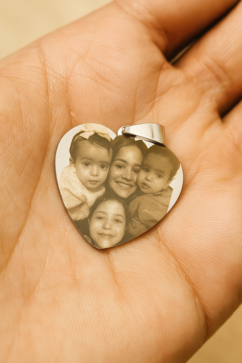 Pingente de coração personalizado com foto gravação