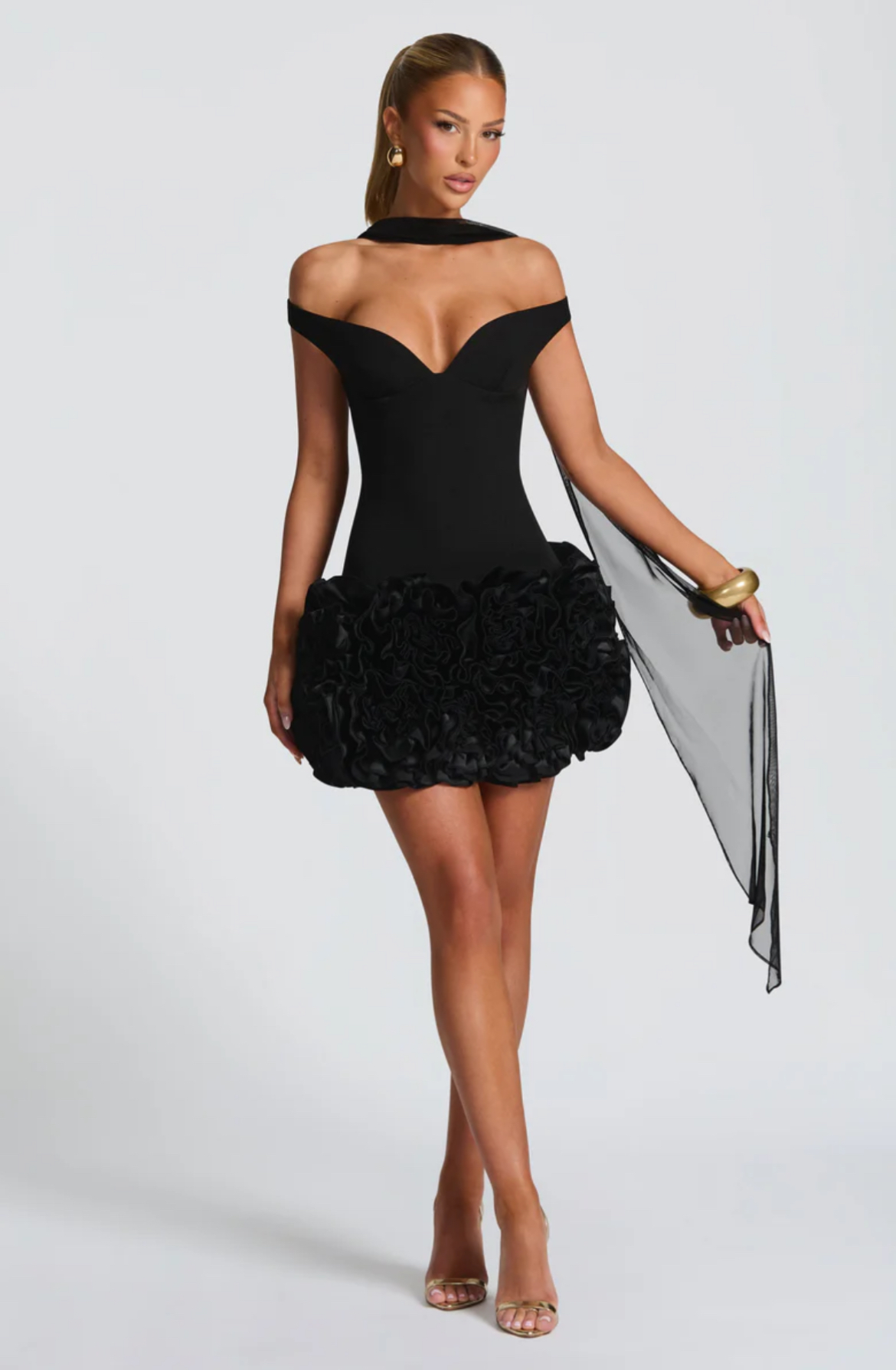 Elegant Black Off-Shoulder Mini Dress