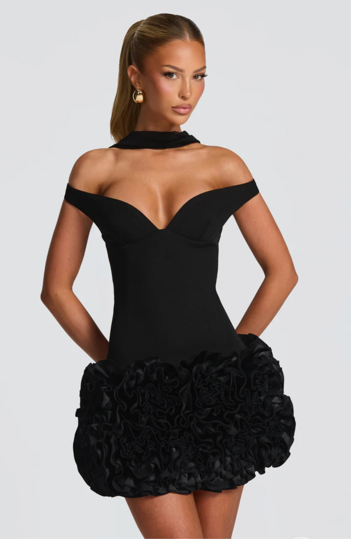 Elegant Black Off-Shoulder Mini Dress