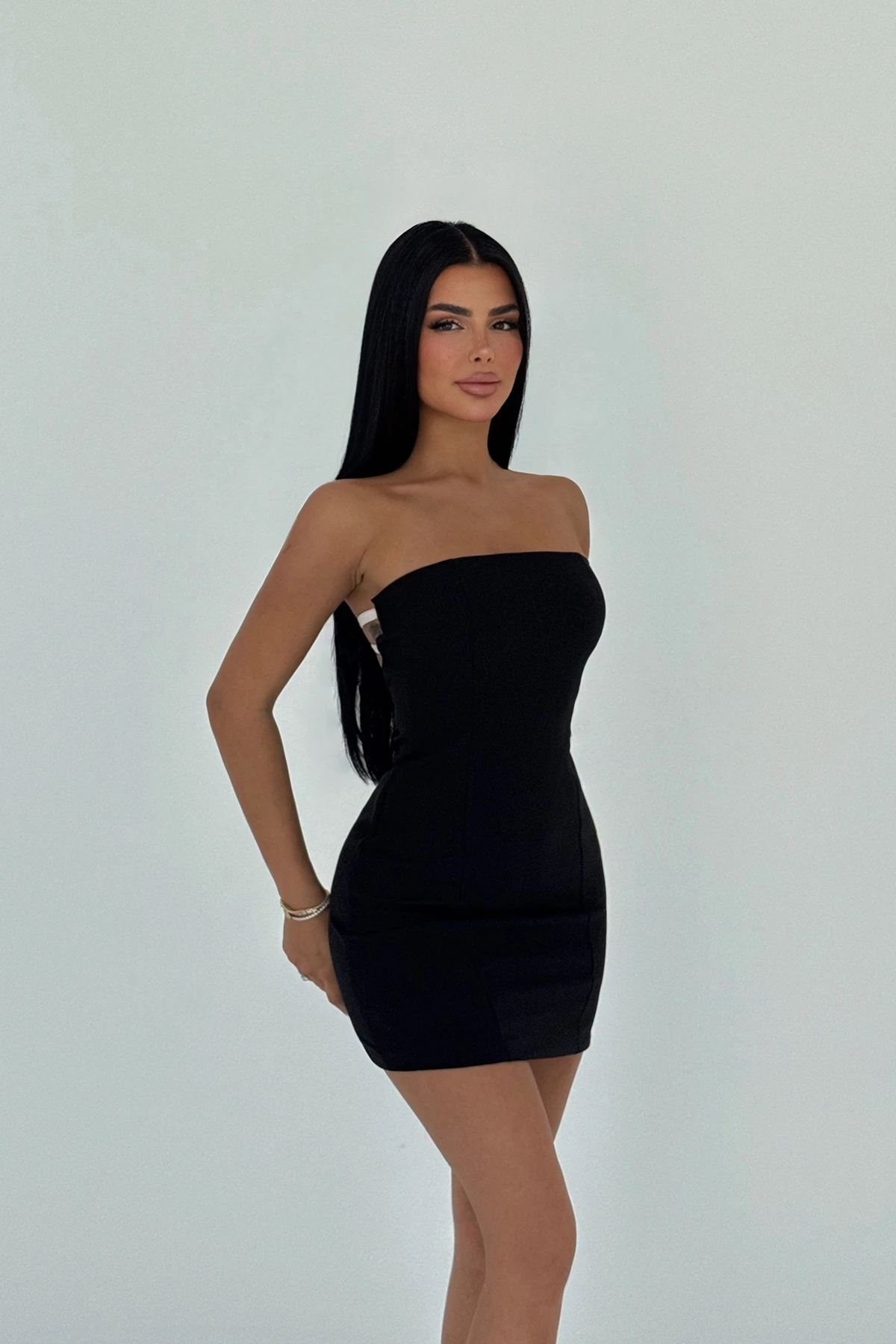 Black Strapless Mini Dress