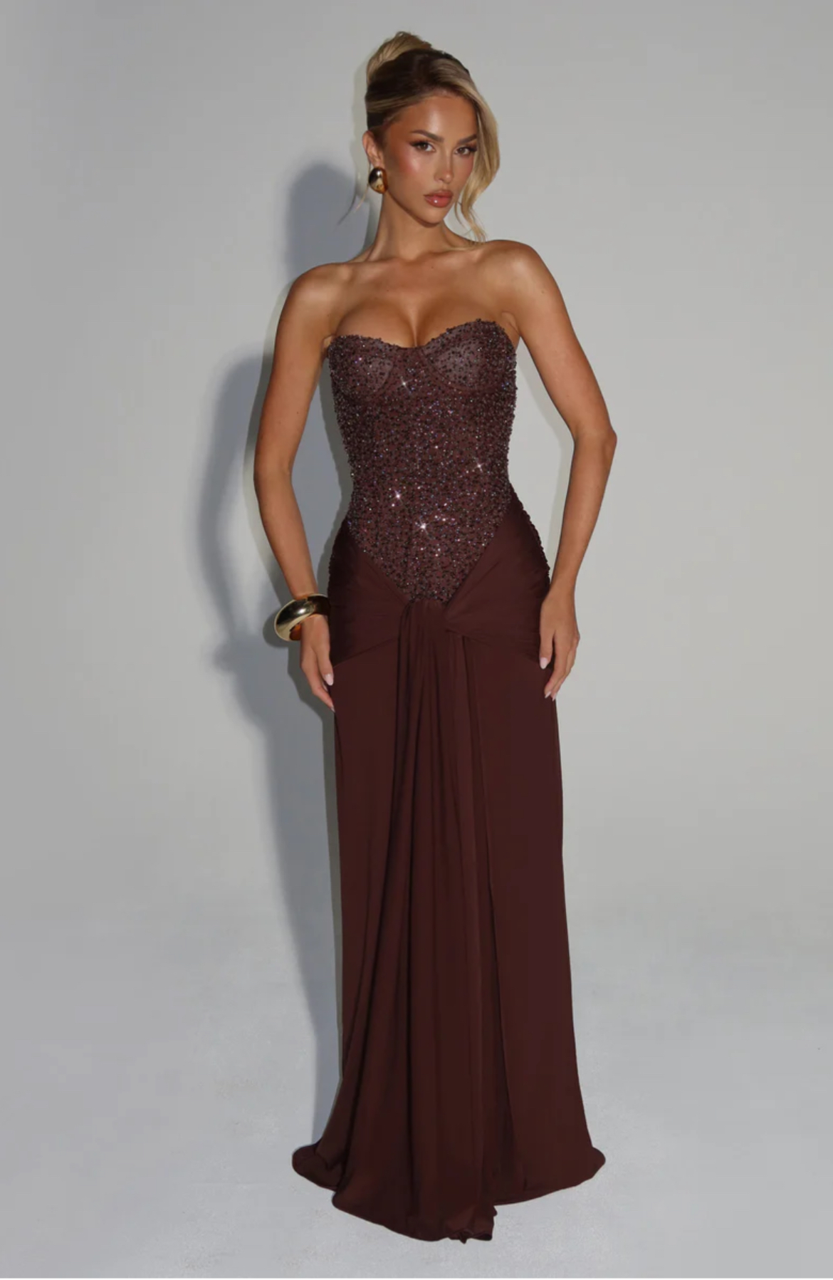 Elegant Brown Evening Gown