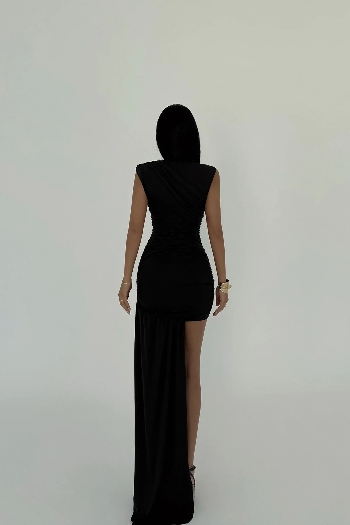 Asymmetrical Black Evening Dress