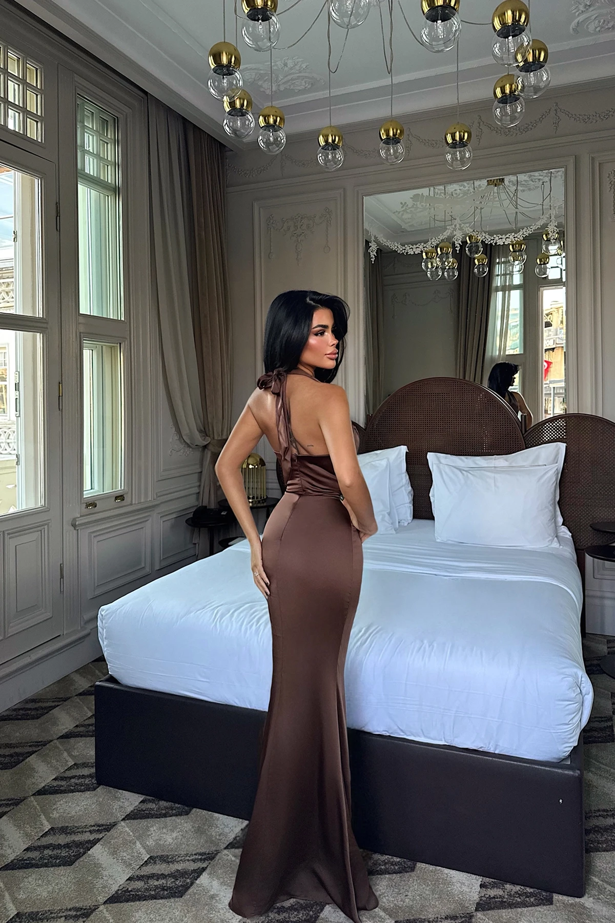 Elegant Chocolate Brown Evening Gown