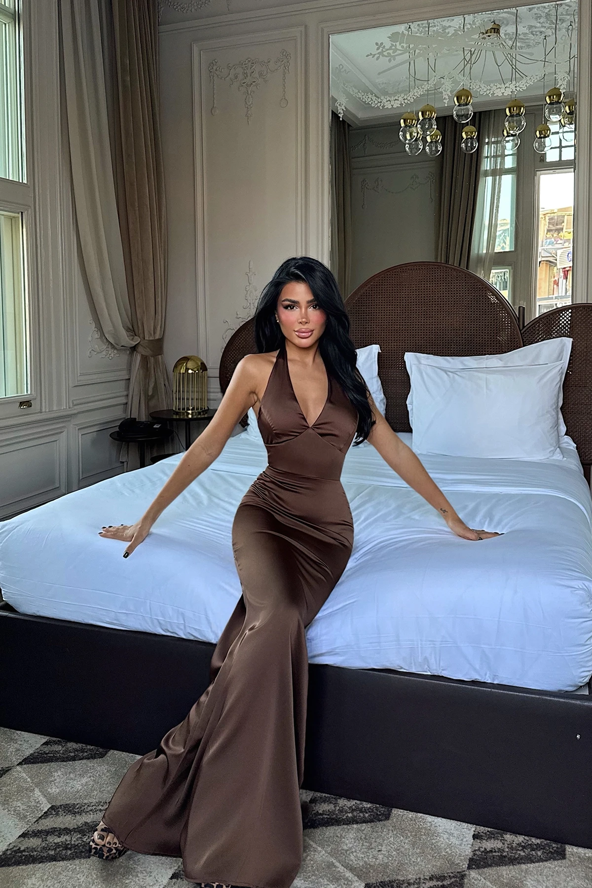 Elegant Chocolate Brown Evening Gown