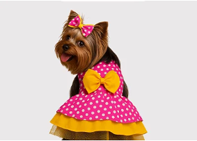 Vestido Pink poá branco