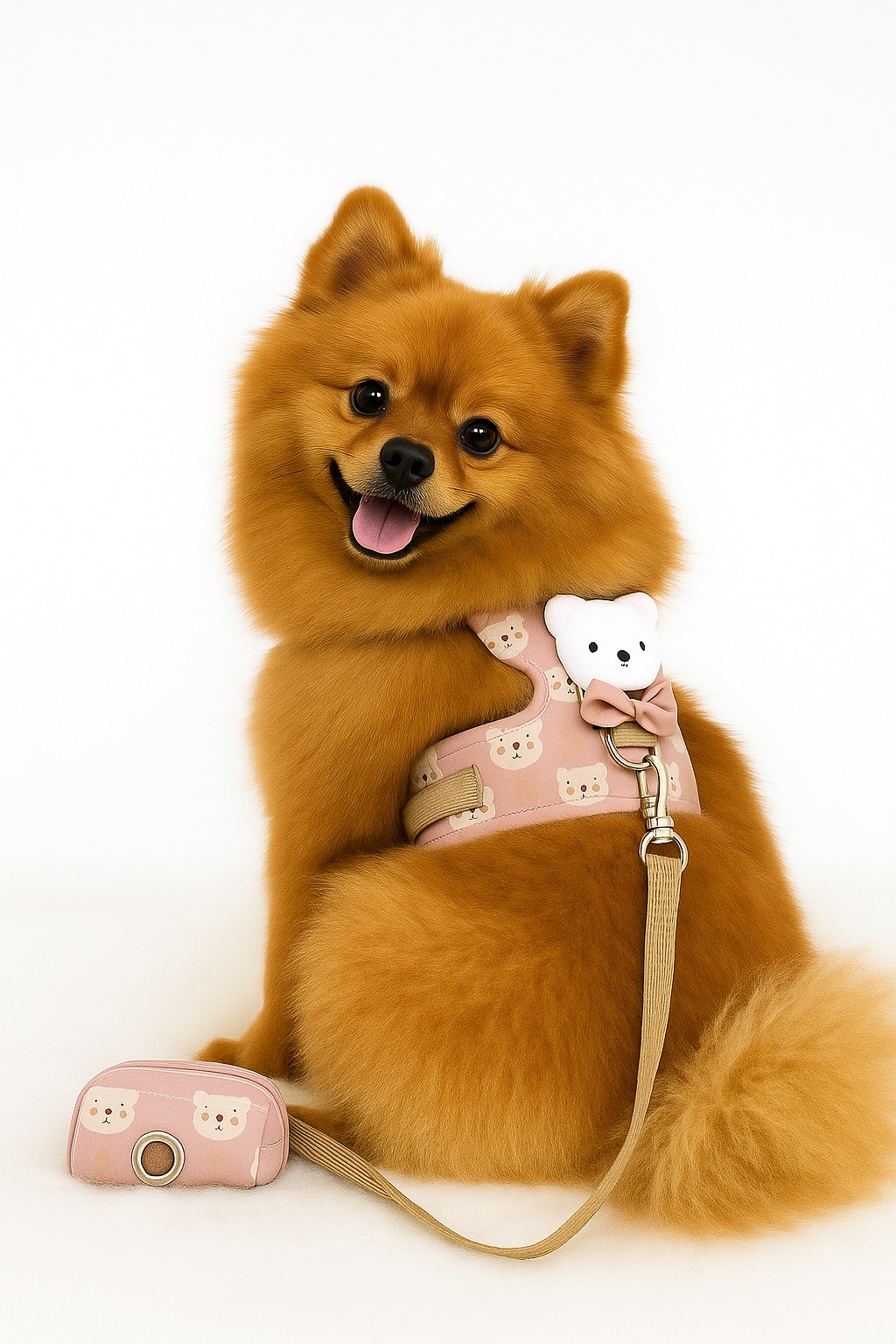 Peitoral Urso Rosa + Porta Caca