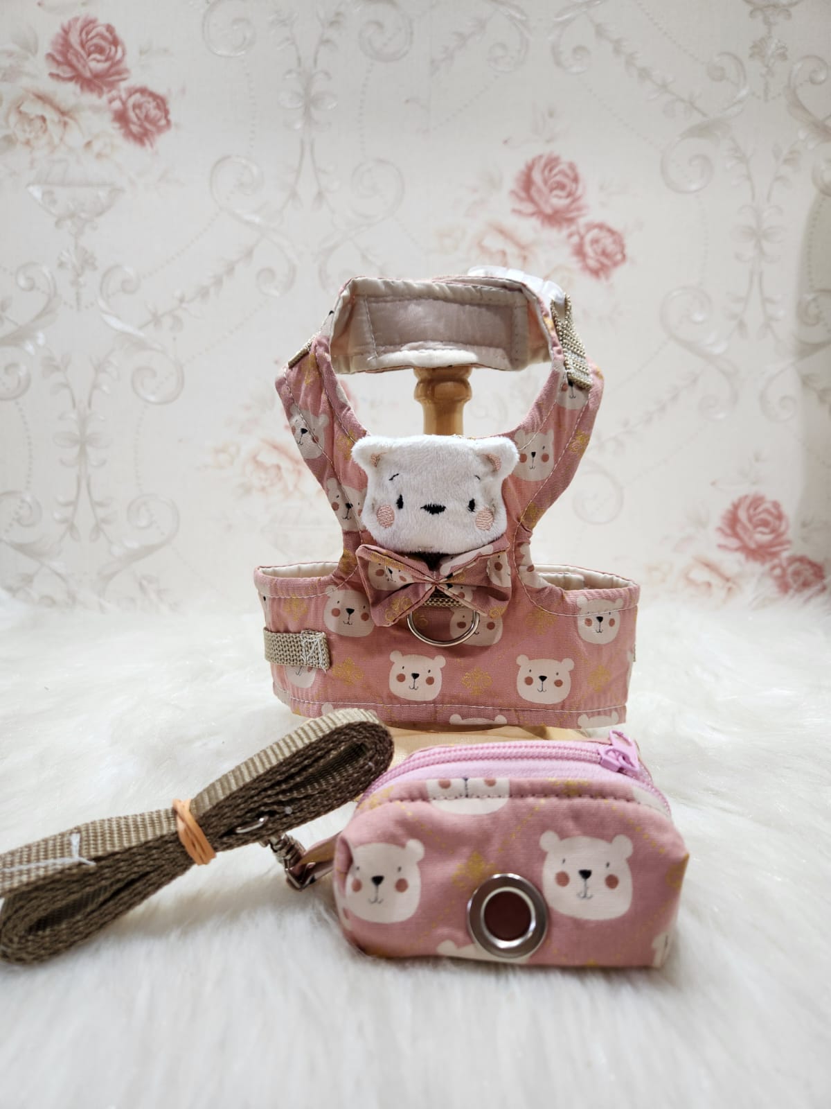 Peitoral Urso Rosa + Porta Caca