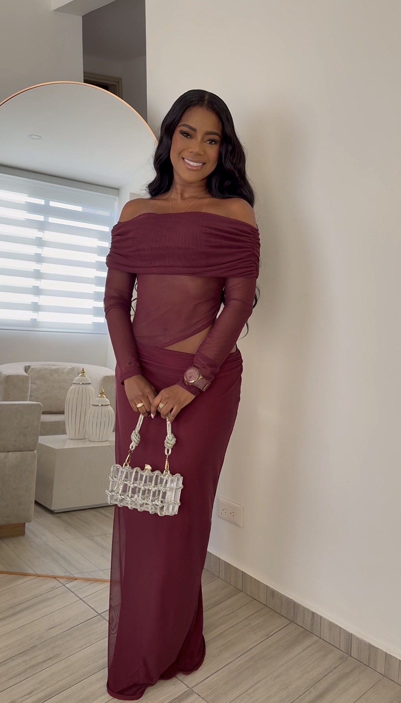 Vestido elegante burdeos