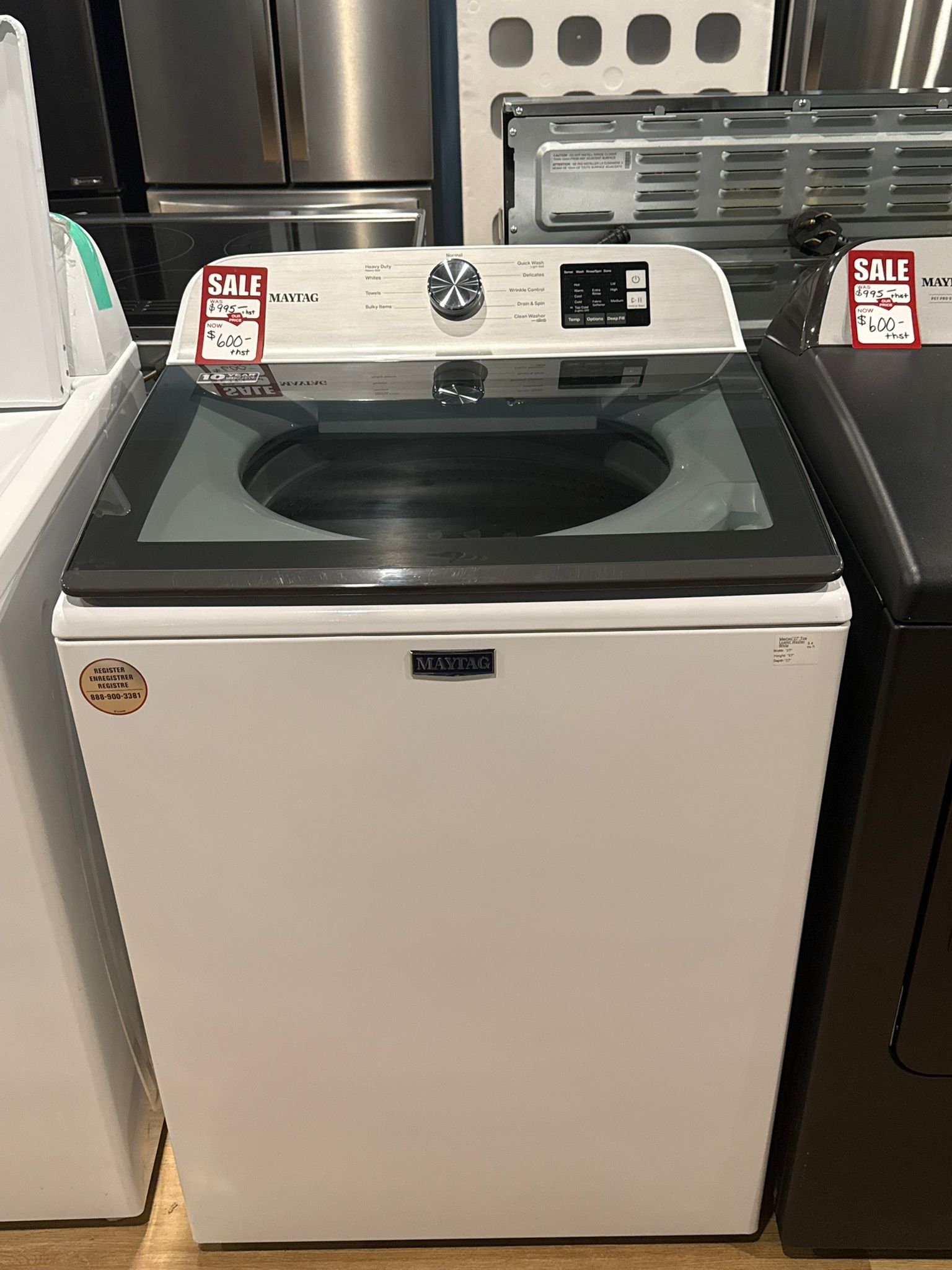 Washer large capacity MVW6200KW Maytag 27"
