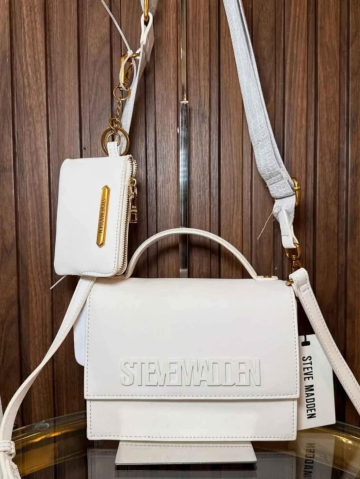 Set de bolso cruzado blanco Steve Madden.