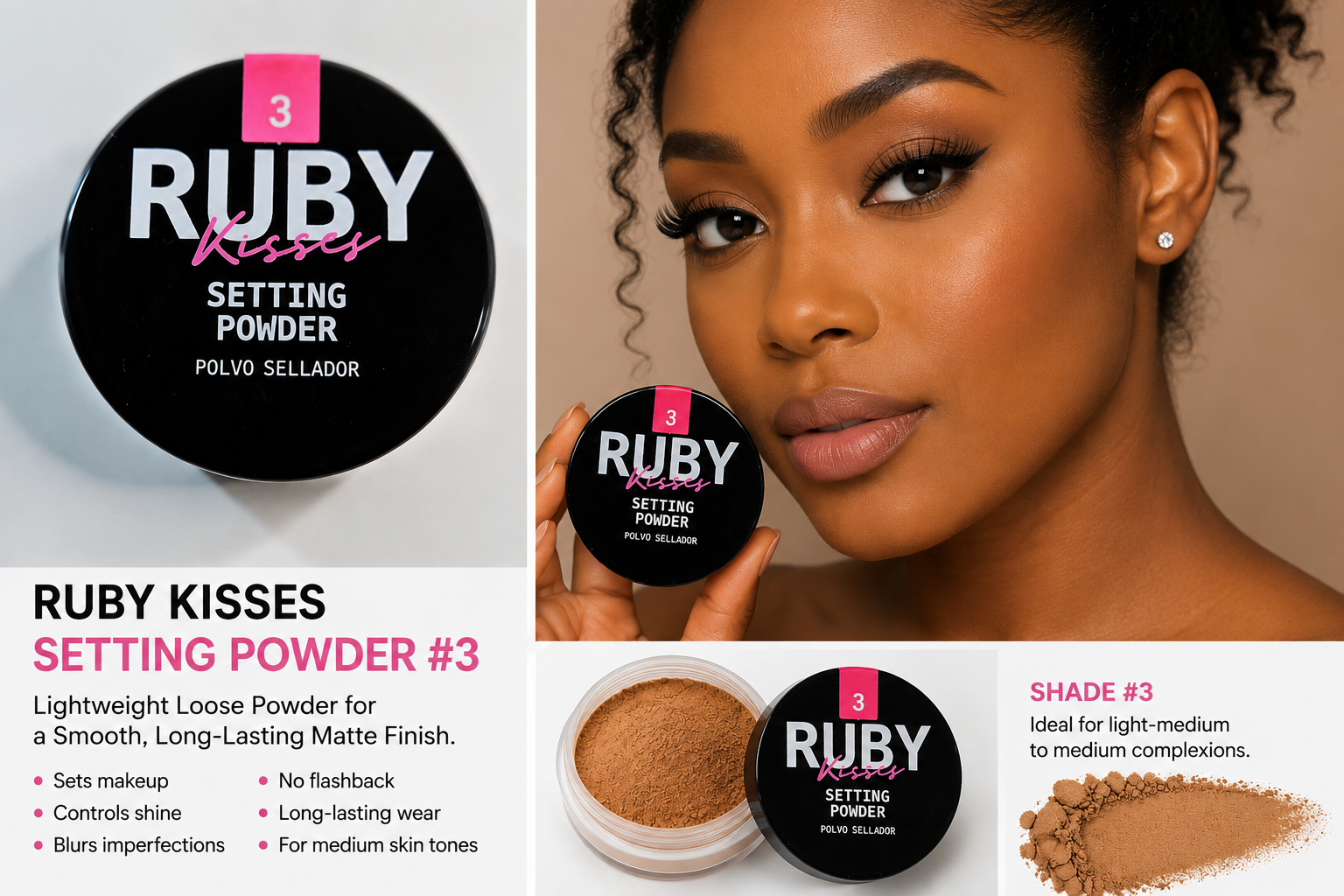 Ruby Kisses Setting Powder #3 Earth/Tierra
