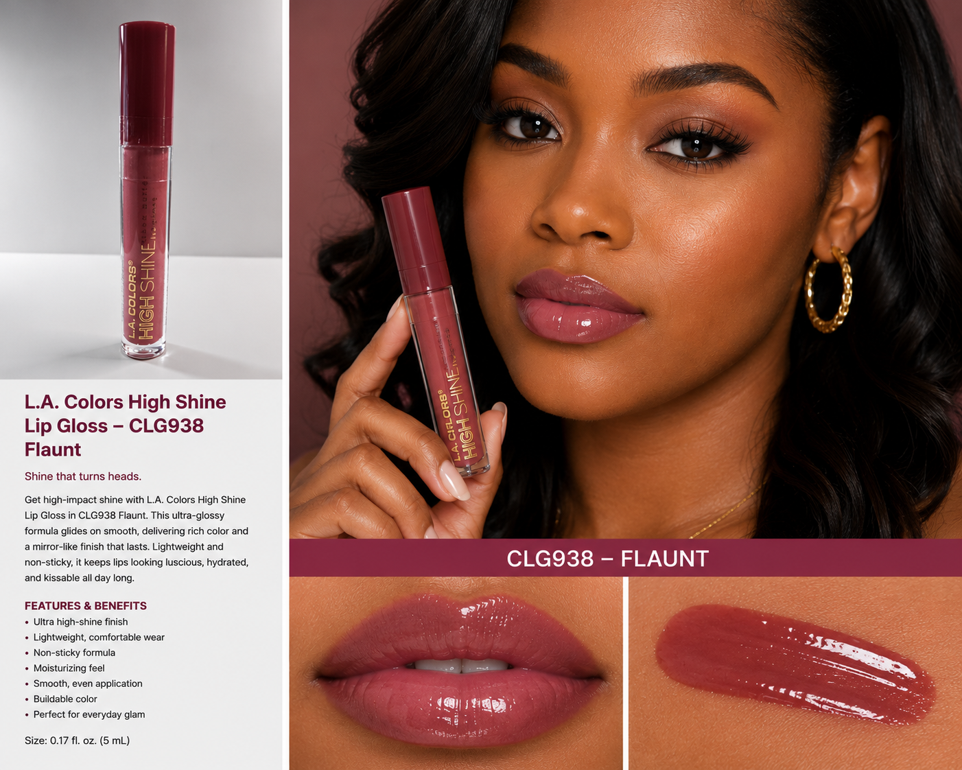 L.A. Colors High Shine Lip Gloss - CLG938 Flaunt