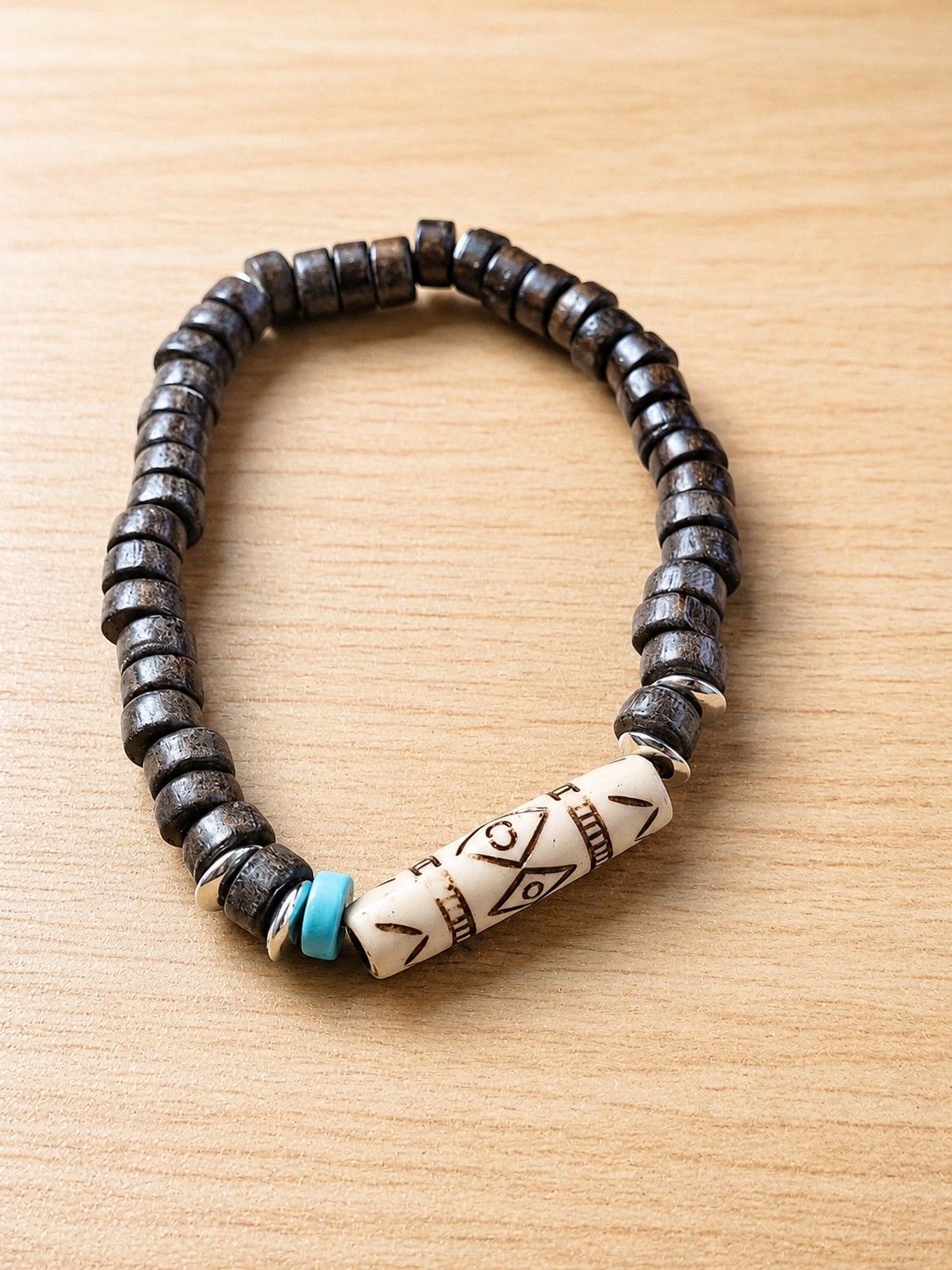 Men's Beaded Leather Bracelet