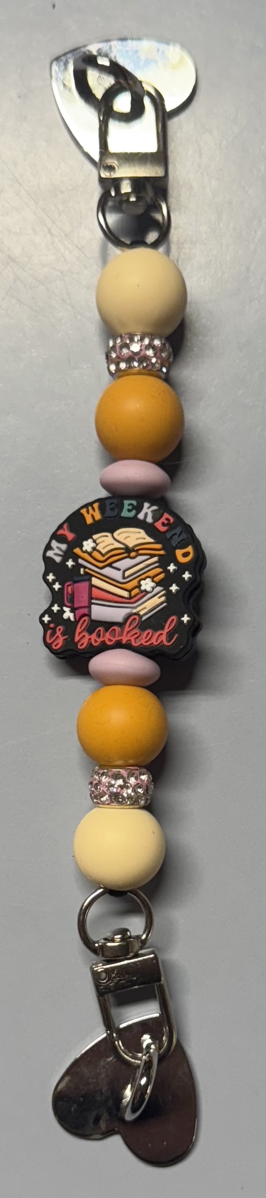 Beaded Phone/Kindle Charm with Cute 'Weekend Is Booked' Charm