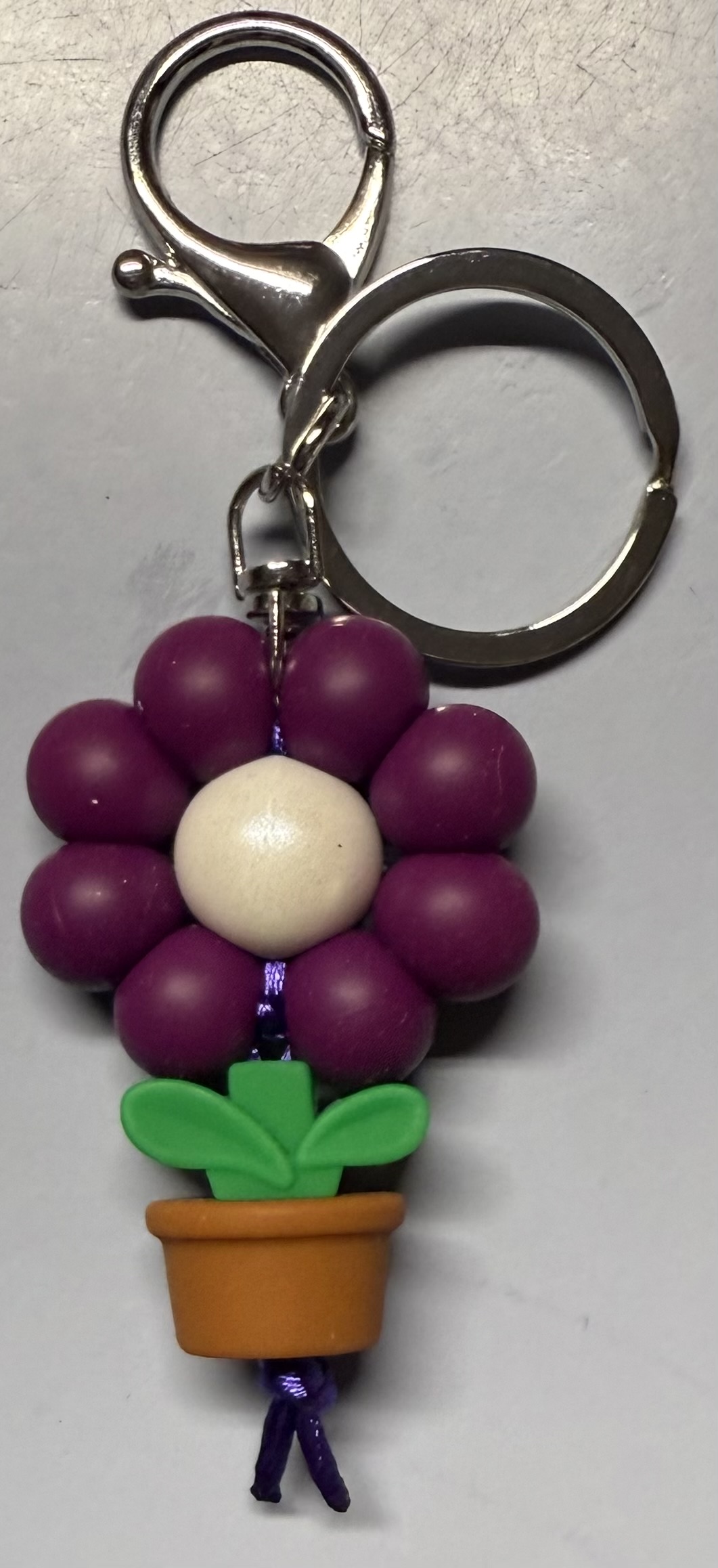 Purple Flower with pot Keychain