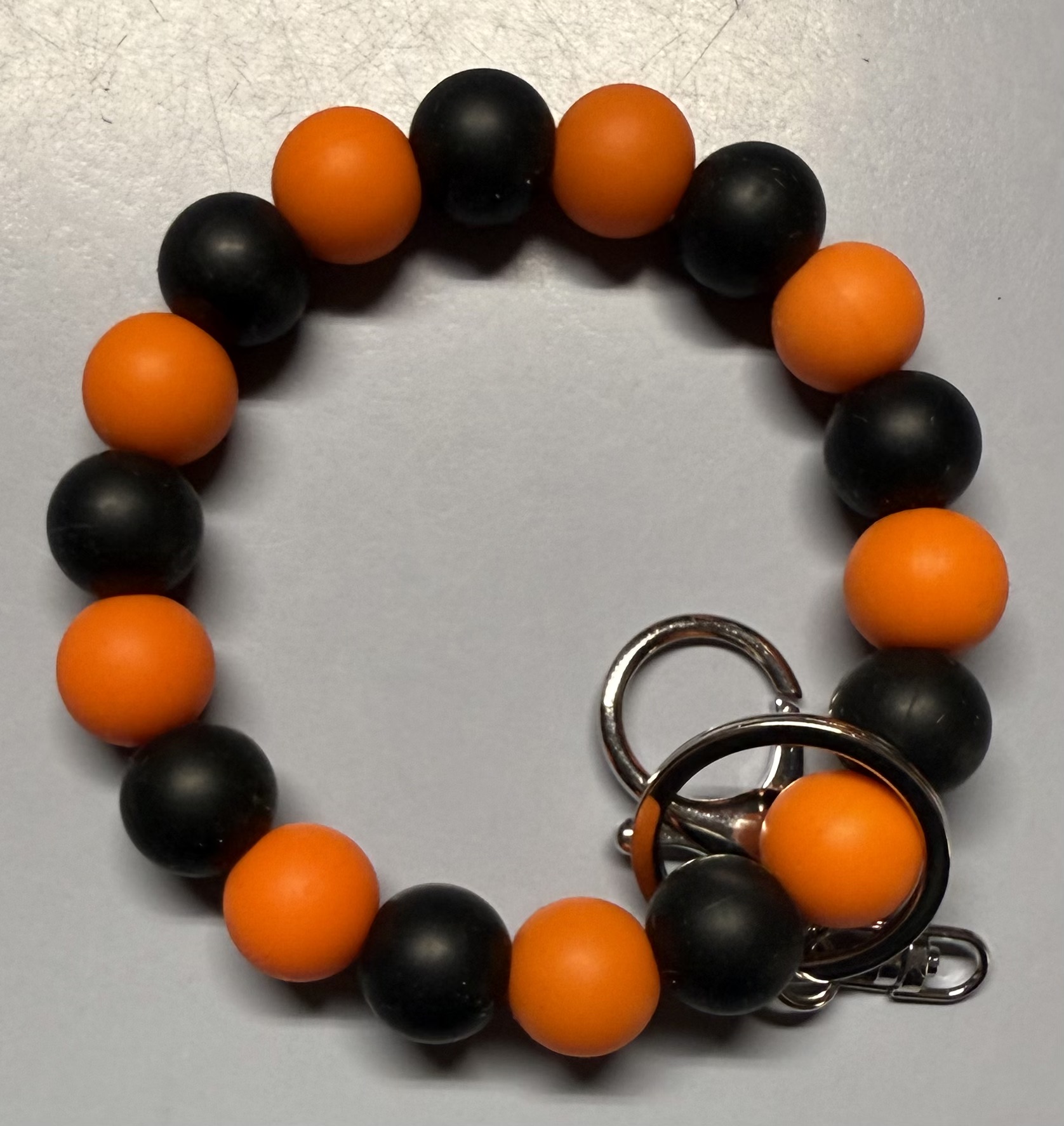 Orange and Black Beaded Keychain Wristlet