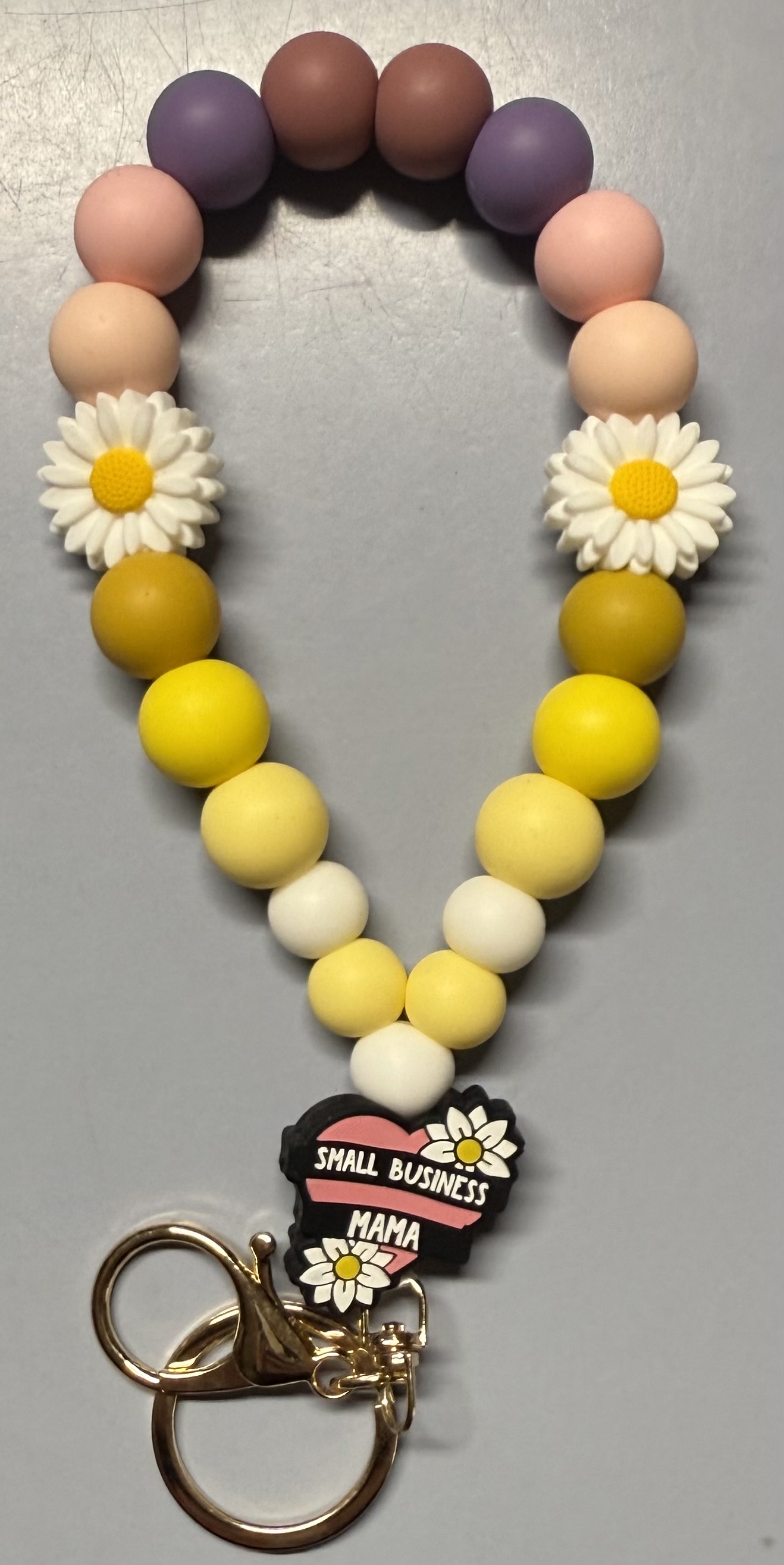Beaded Daisy Keychain Bracelet