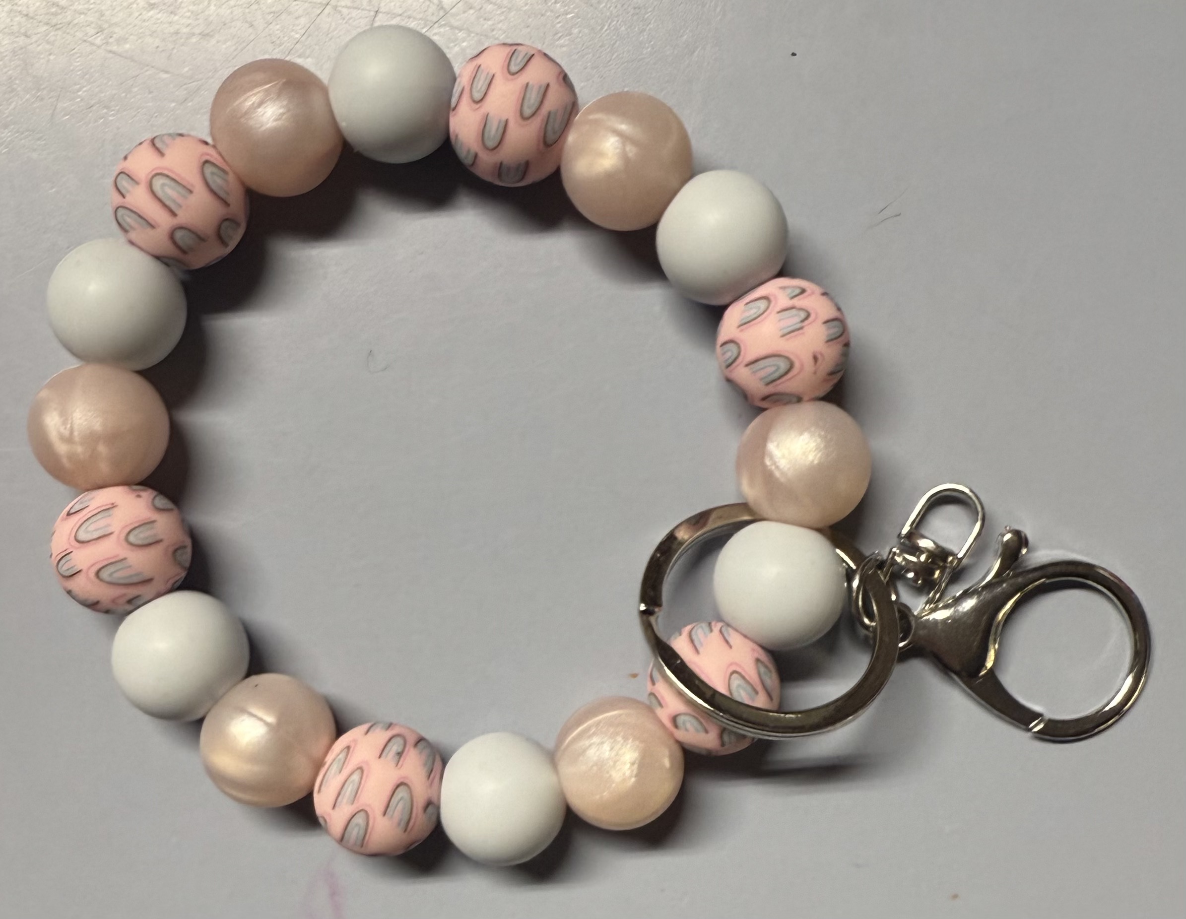 Rainbow Beaded Keychain Wristlet