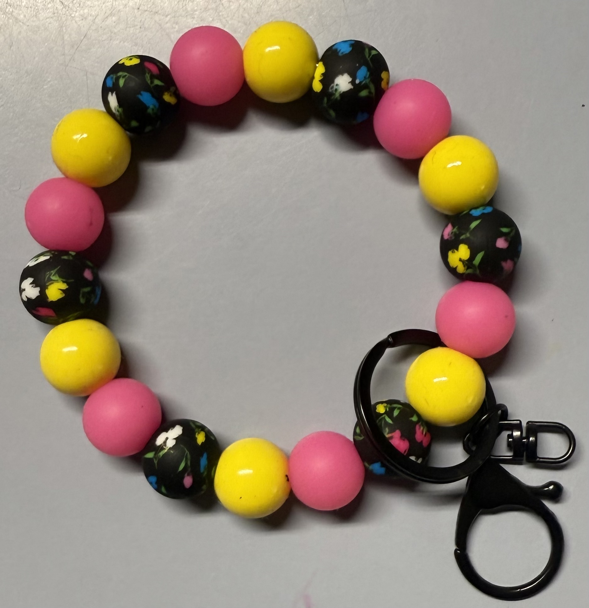 Pink and Yellow Flower Wristlet