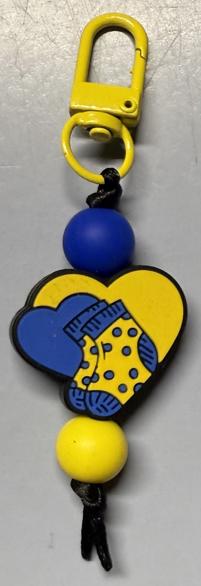 Down Syndrome Zipper Pull with Socks and Heart