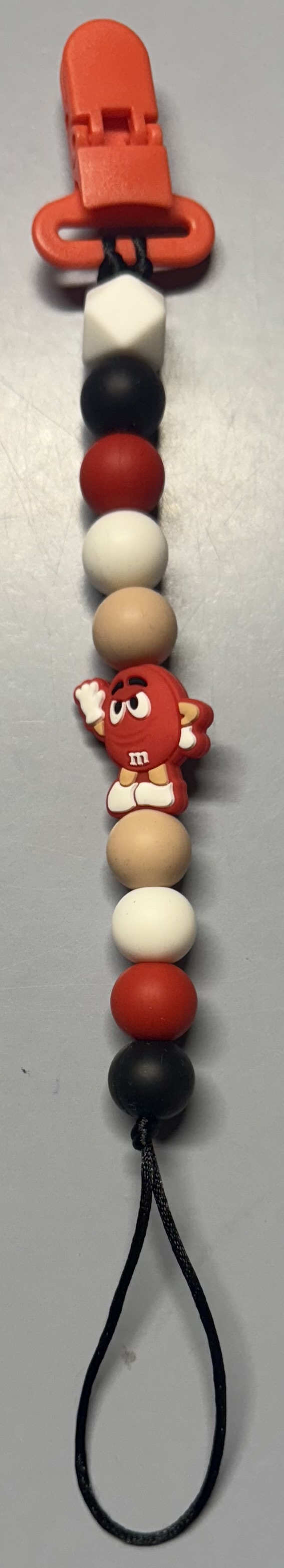 Red M Pacifier Clip Holder