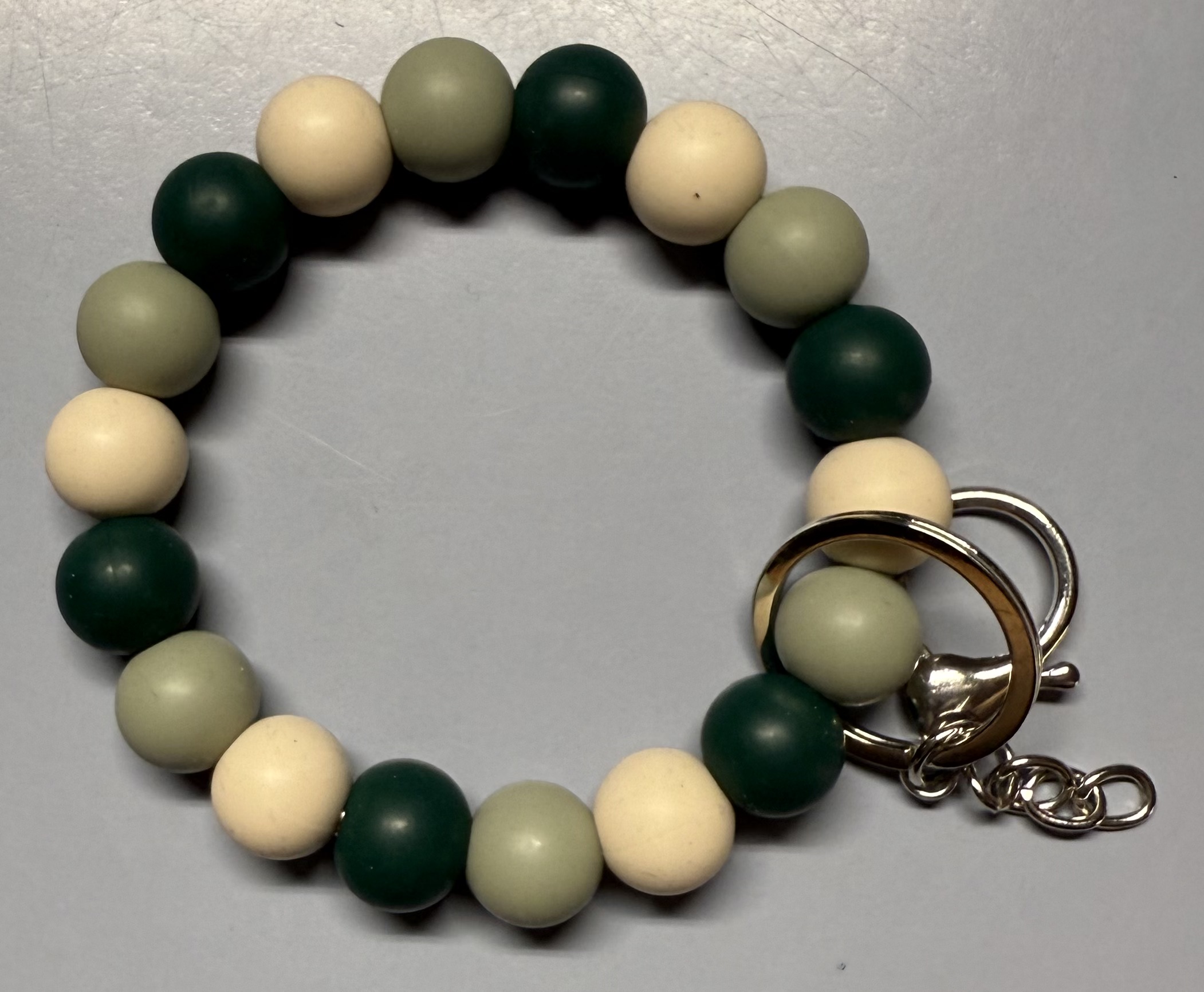 Tan and Green Wristlet