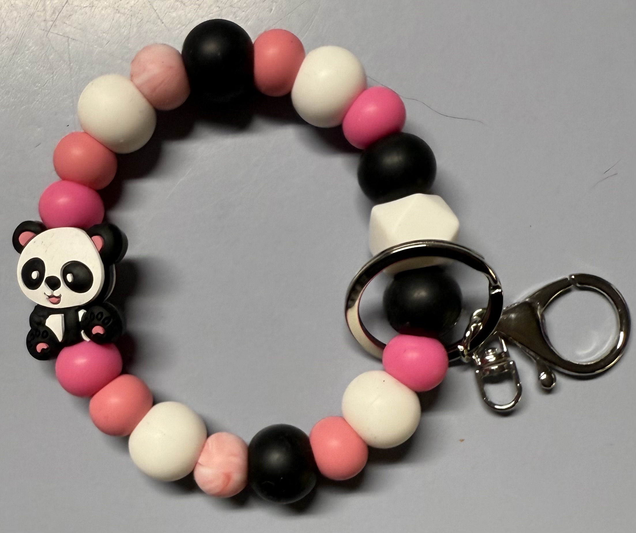 Cute Panda Beaded Keychain Wristlet
