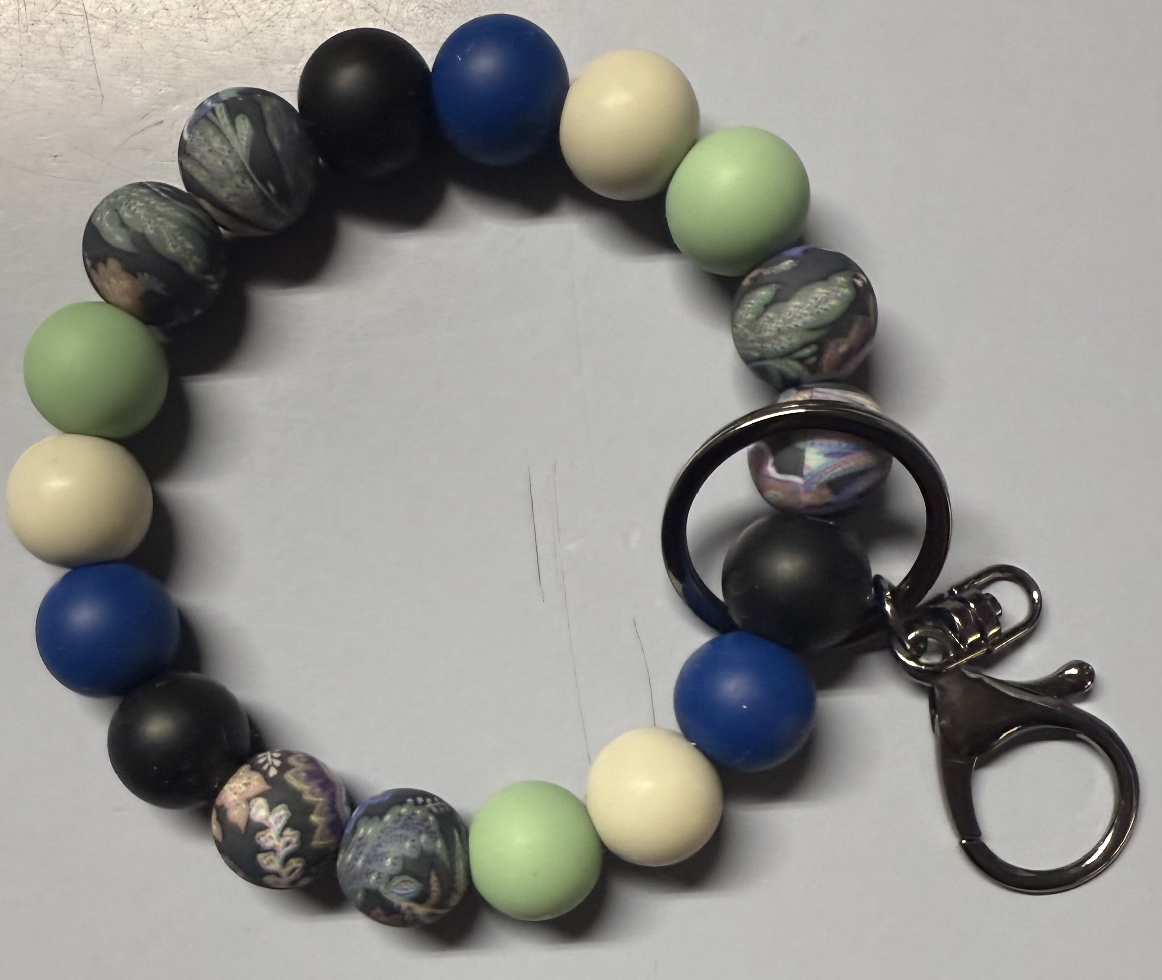 Blue and Tan Mix Wristlet