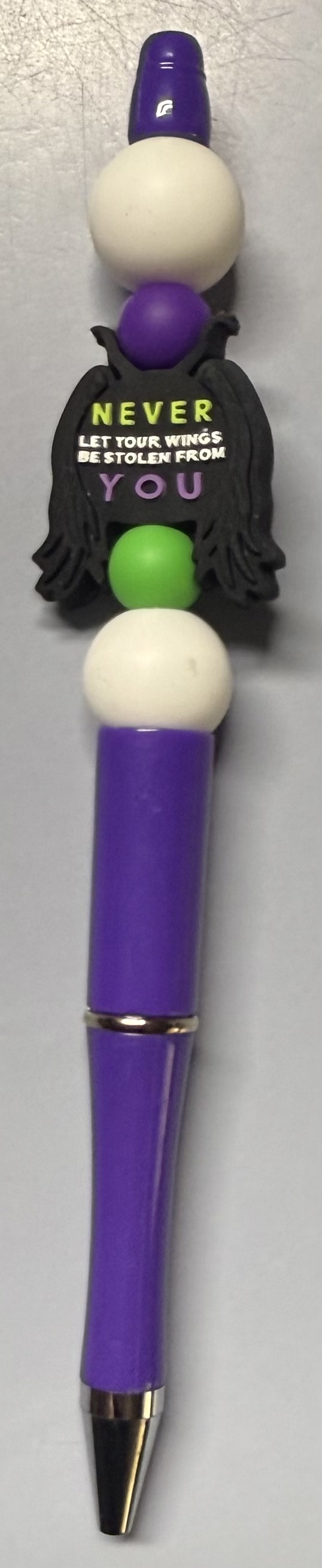 Purple Ballpoint Pen with Inspirational Decorations
