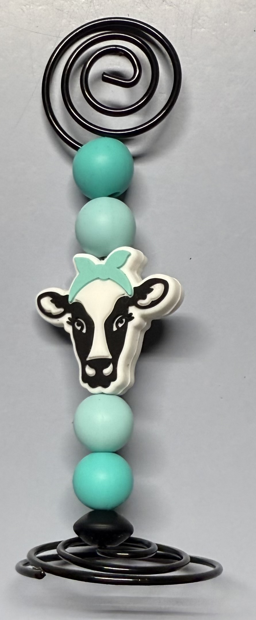 Teal Cow Photo/Card Holder