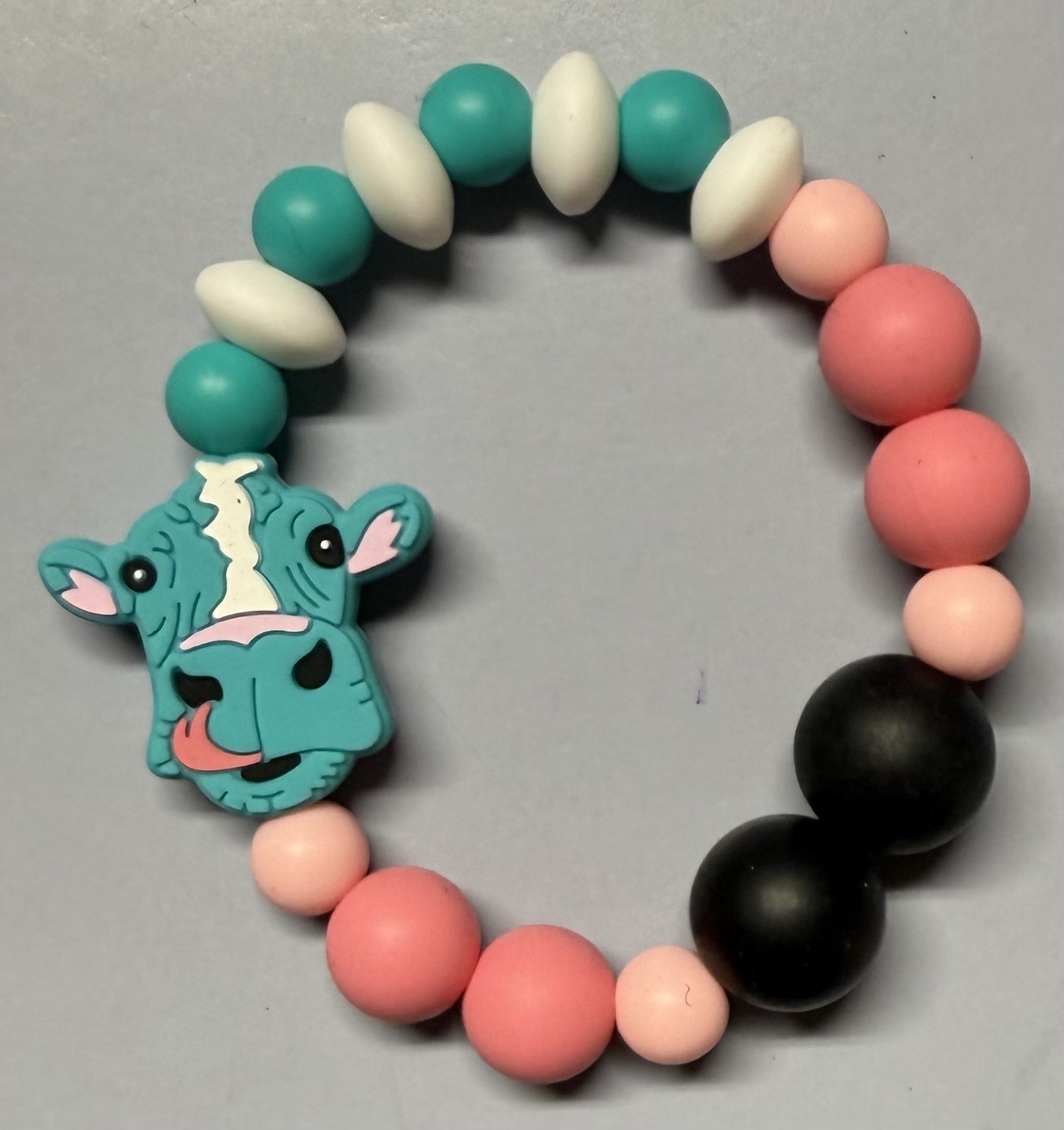 Cow Silicone Bead Twist a Pet Bracelet