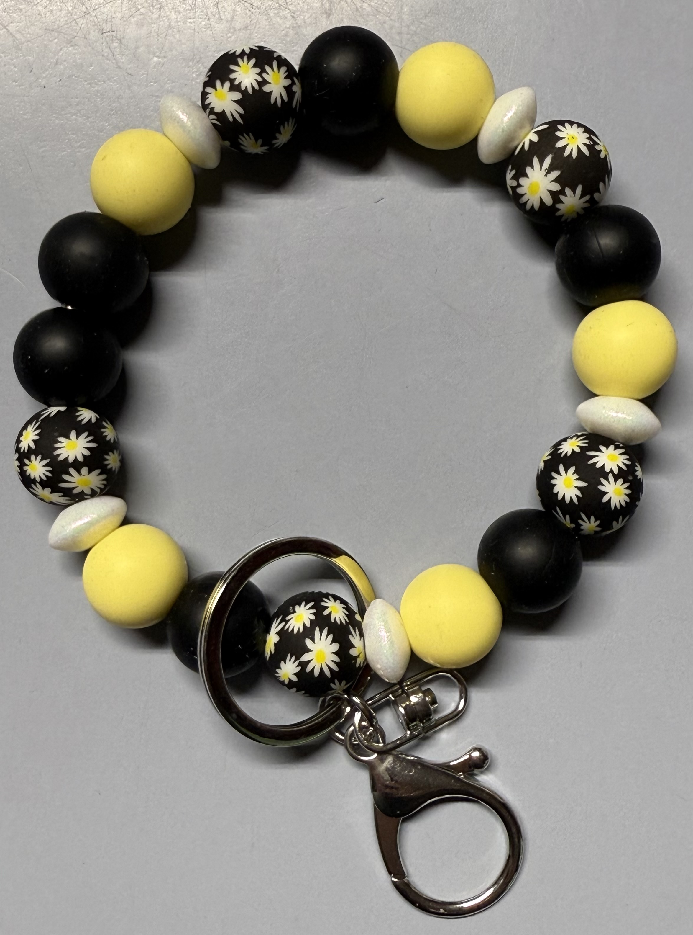 Black and Yellow Flower Wristlet