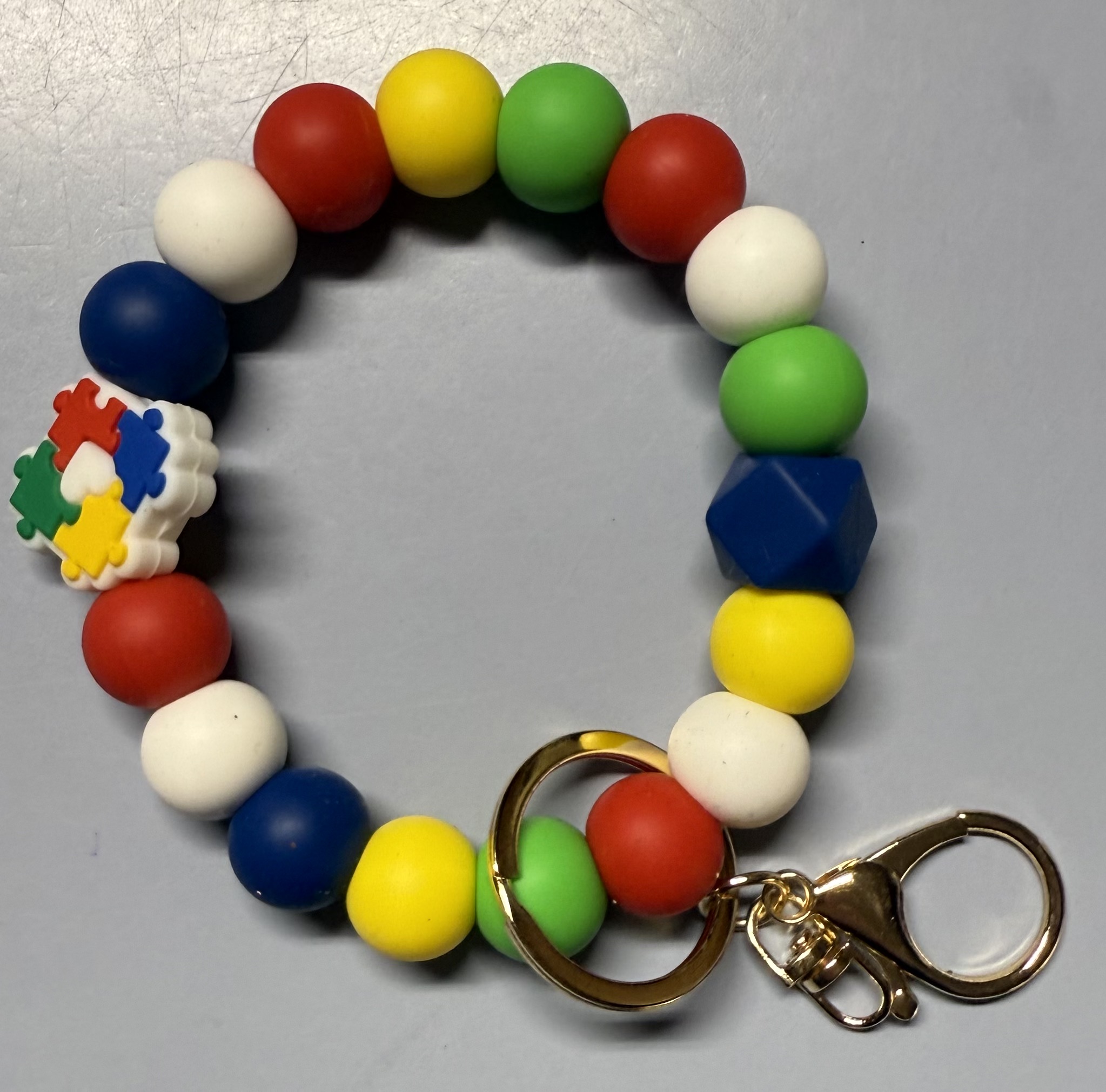 Colorful Autism Beaded Keychain Wristlet